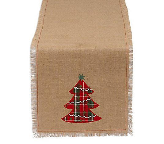 Design Imports Holiday Tree Embroidered Table Runner 14" x 72"