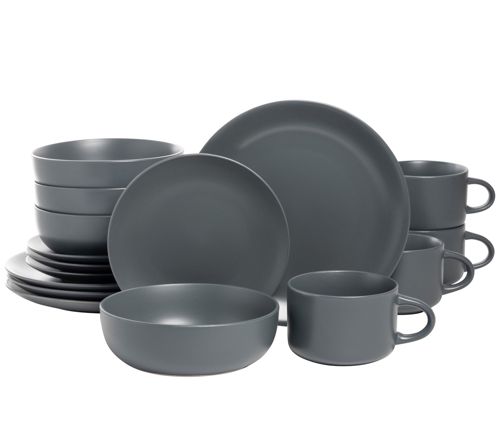 10 Strawberry Street Wazee Matte 16-Pc Coupe Dinnerware Set