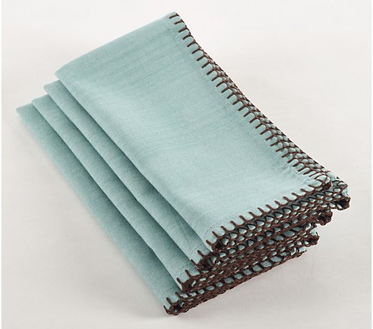 Whip Stitched Design Napkin Set of 4 by Valerie