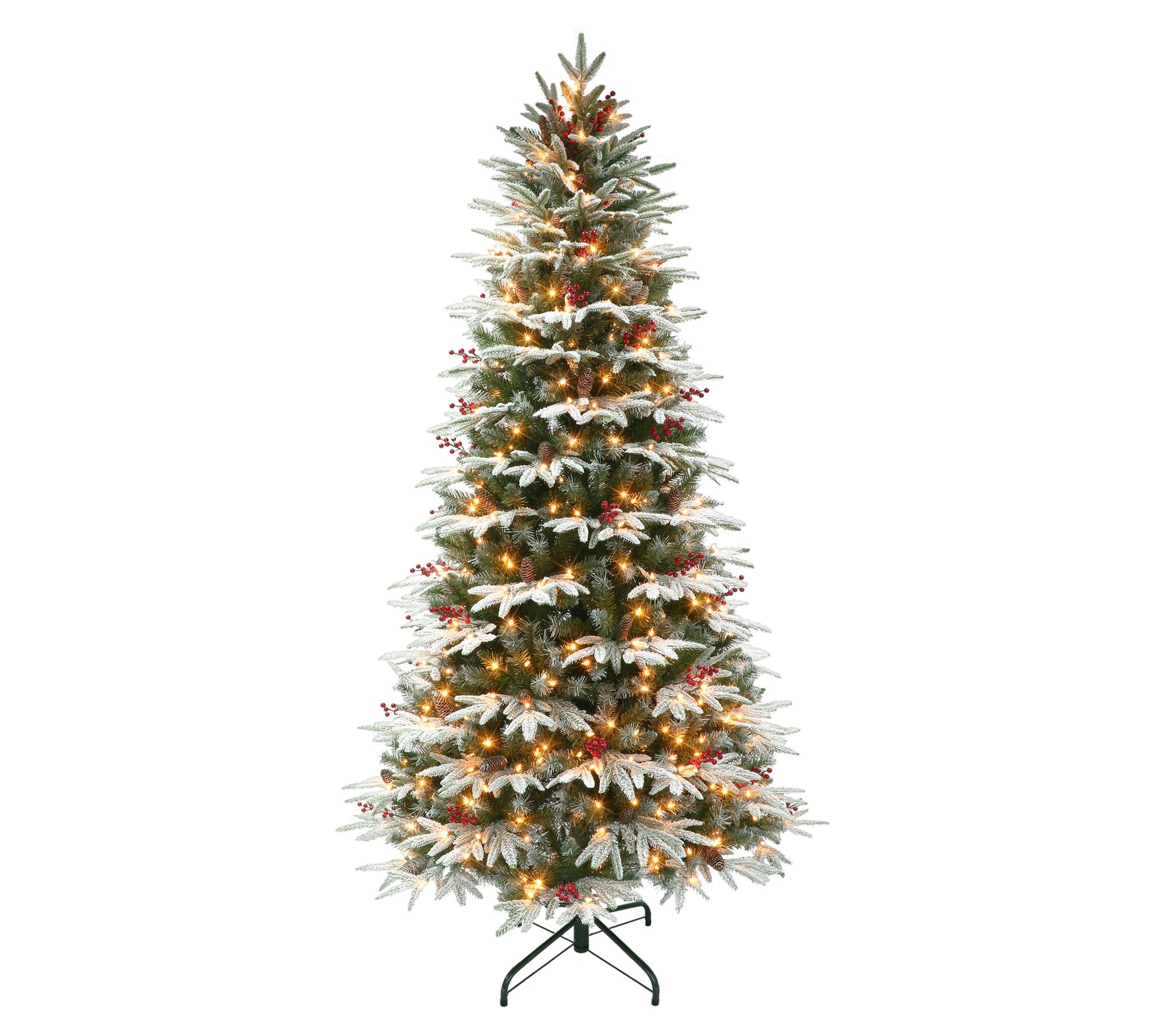 Puleo 9 ft Prelit Slim Flocked Halifax Fir Tre e