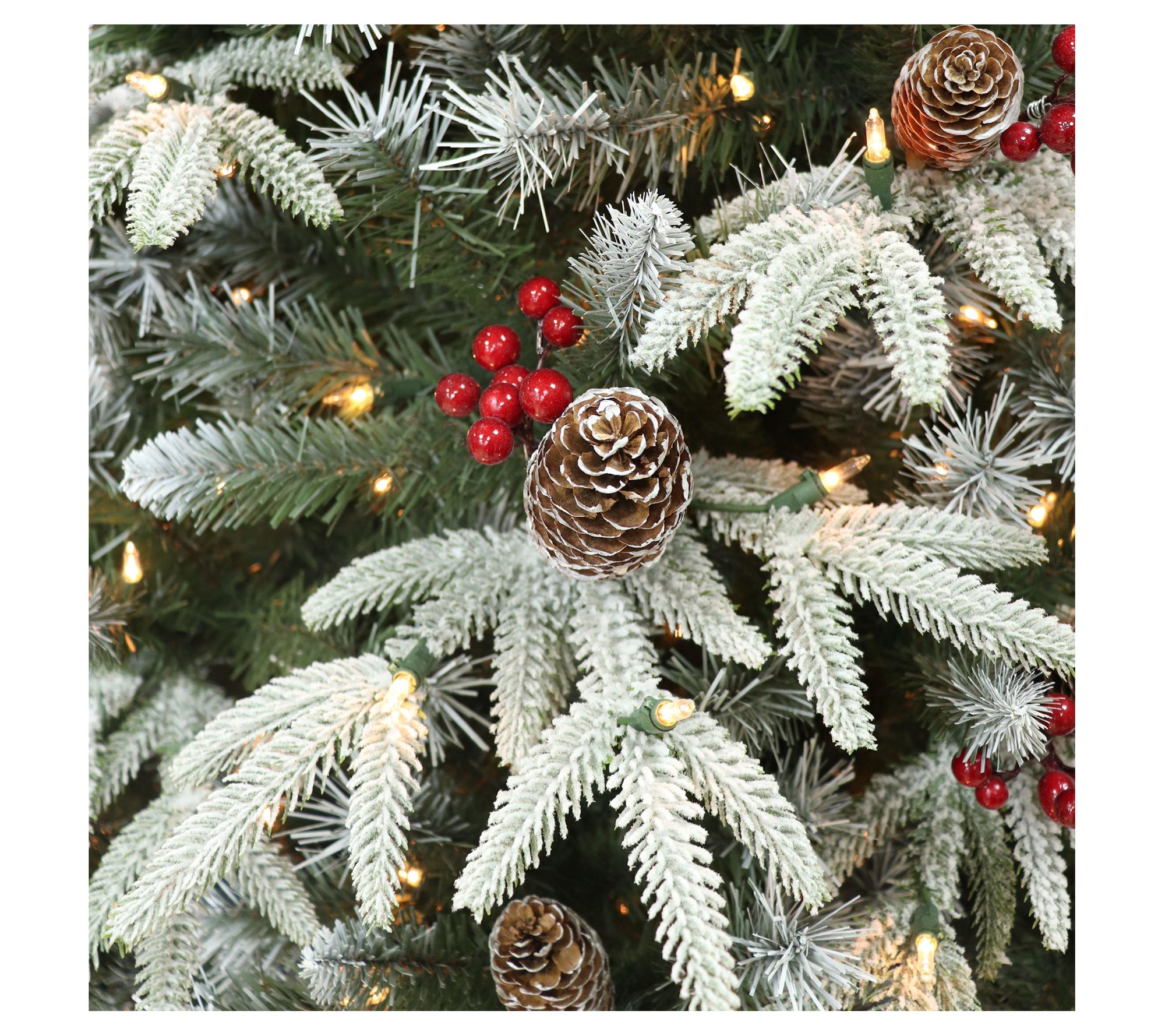 Puleo 9 ft Prelit Slim Flocked Halifax Fir Tre e