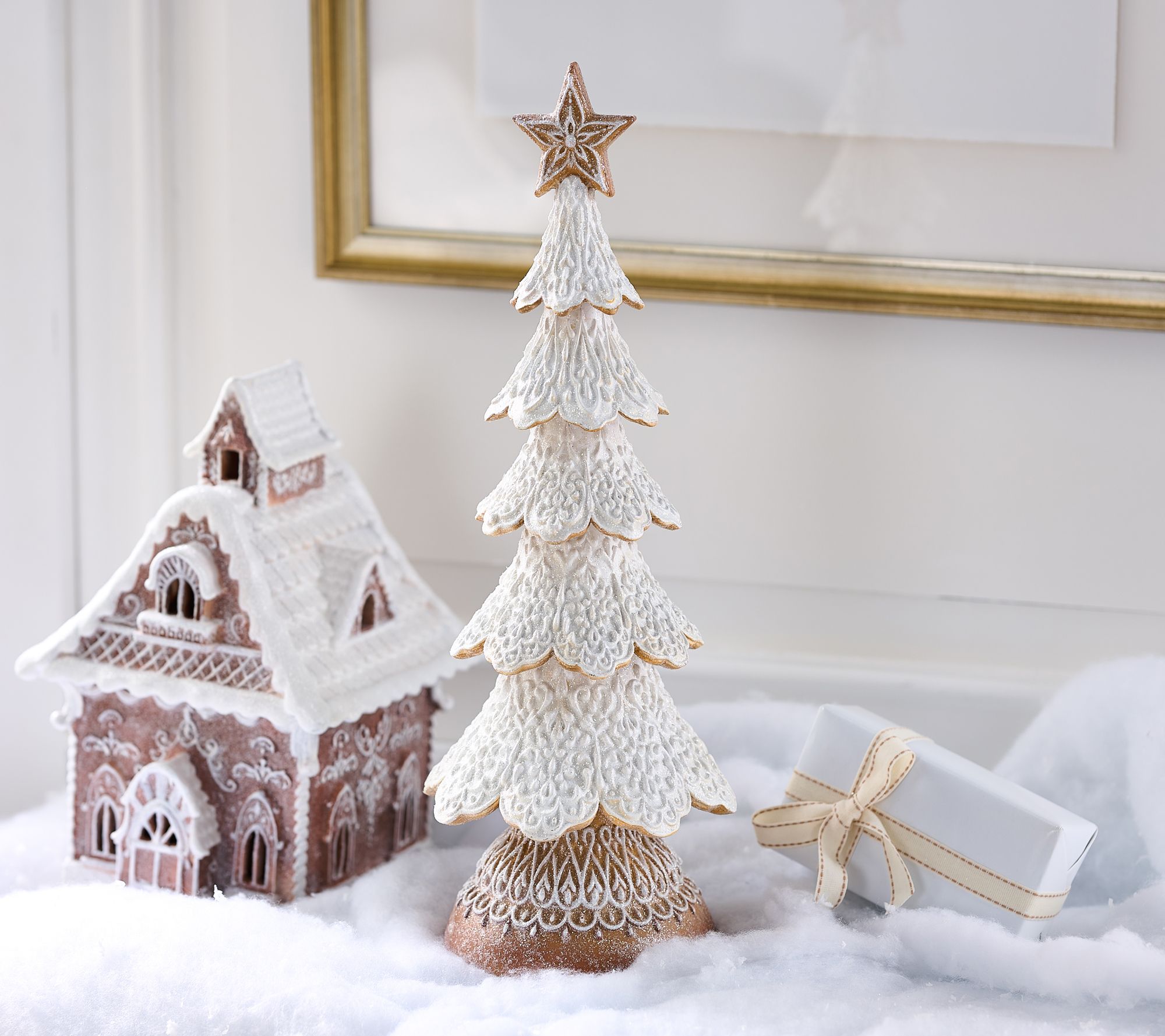 18" Snowy Gingerbread Lace Tree by Valerie
