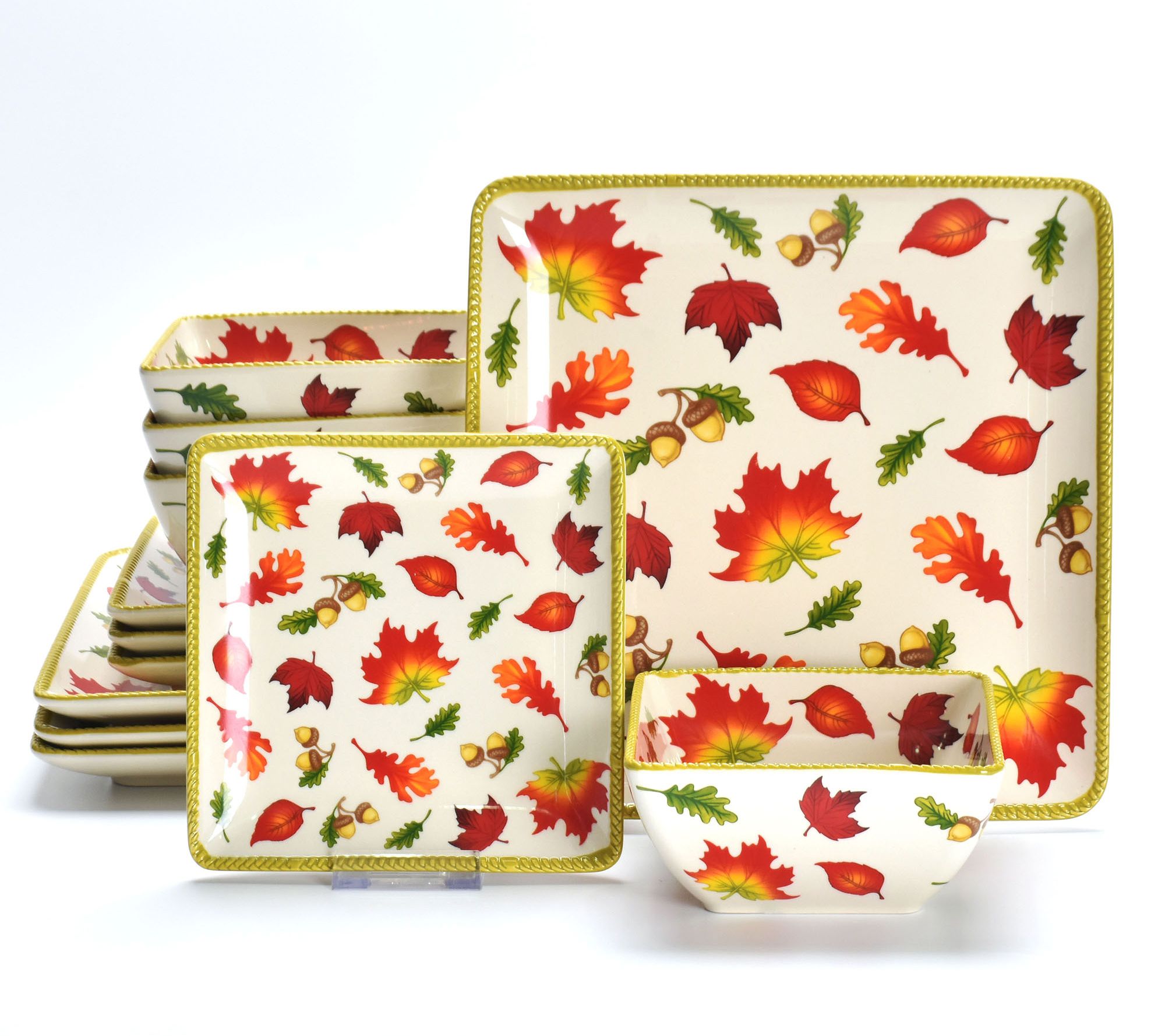 "As Is" Temp tations Seasonal 12Pc Square Dinnerware Set