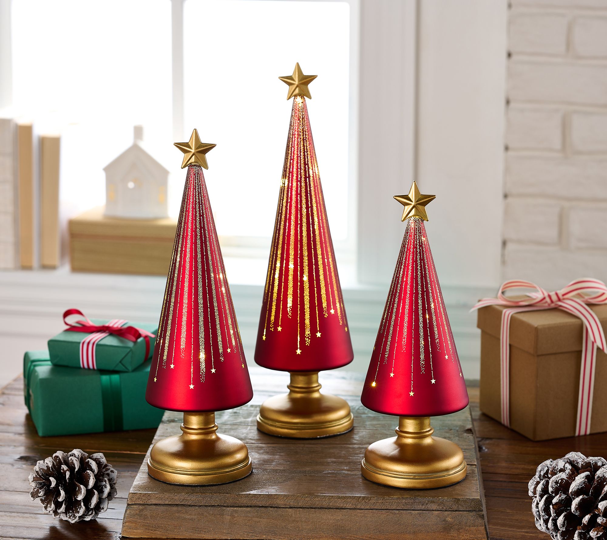 Set of 3 Illuminated Starry Night Trees by Valerie