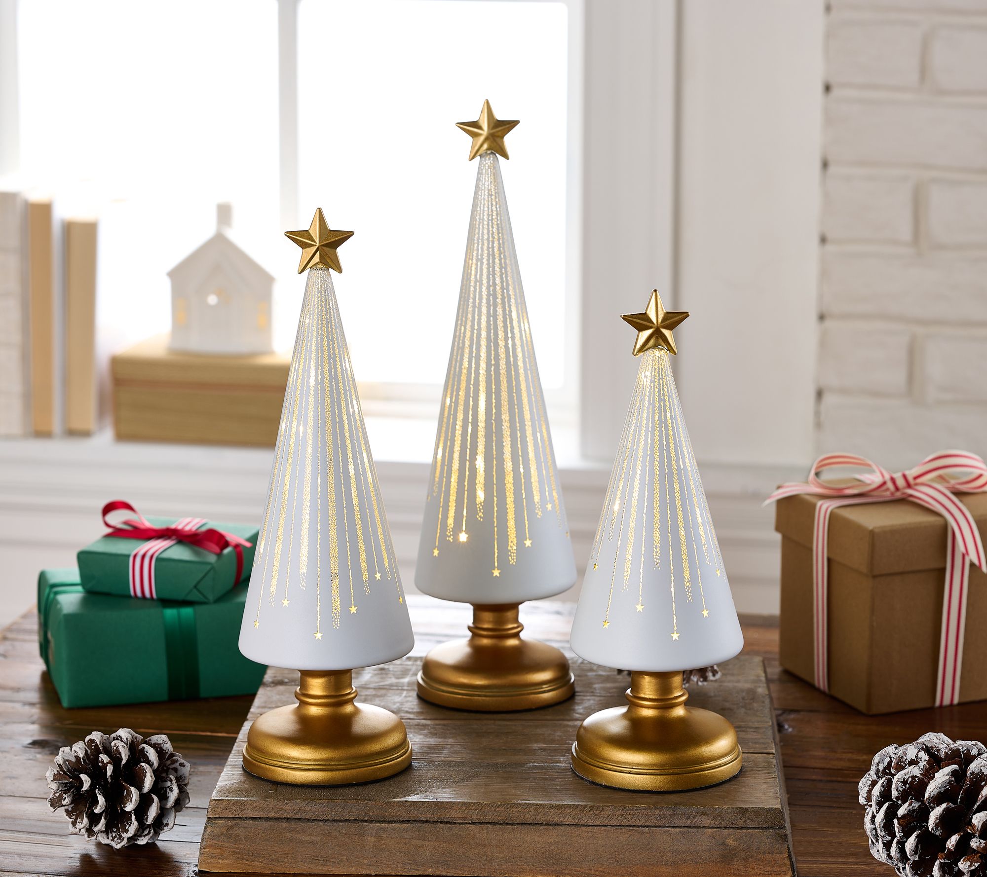 Set of 3 Illuminated Starry Night Trees by Valerie - QVC.com
