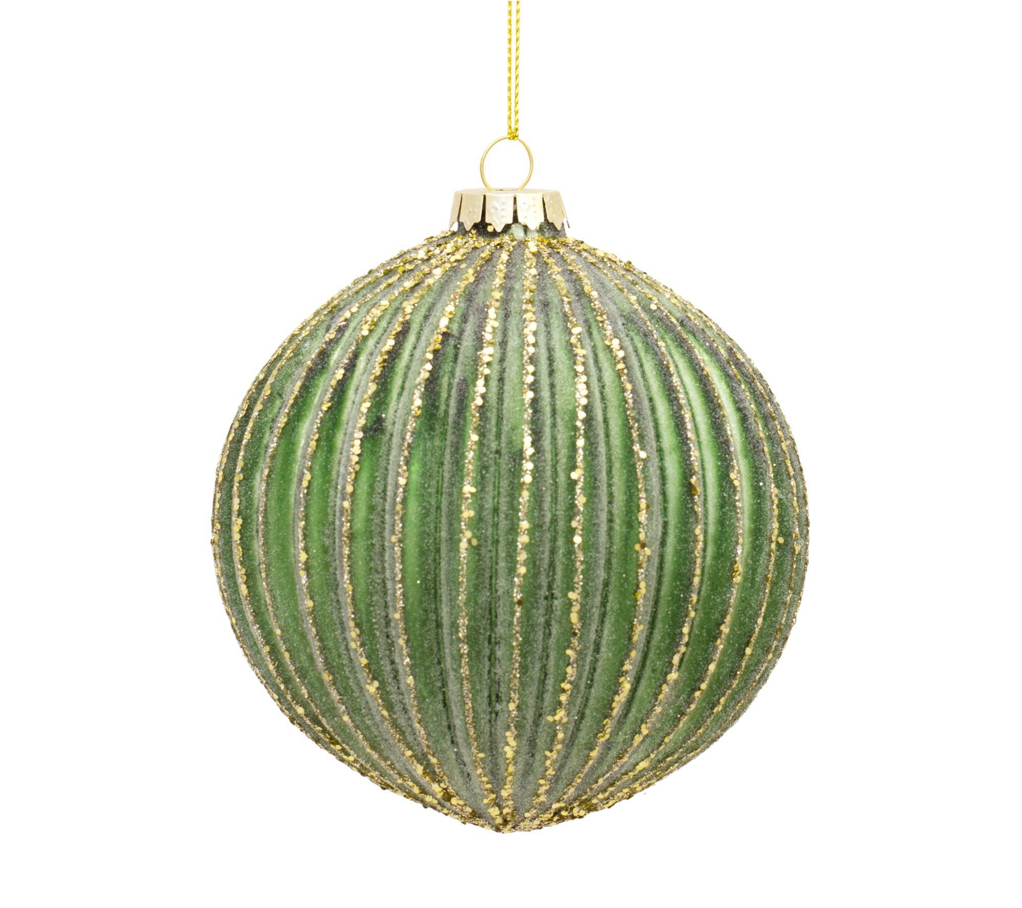 Melrose Ribbed Glass Ornament with Gold Accent (Set of 6) - QVC.com