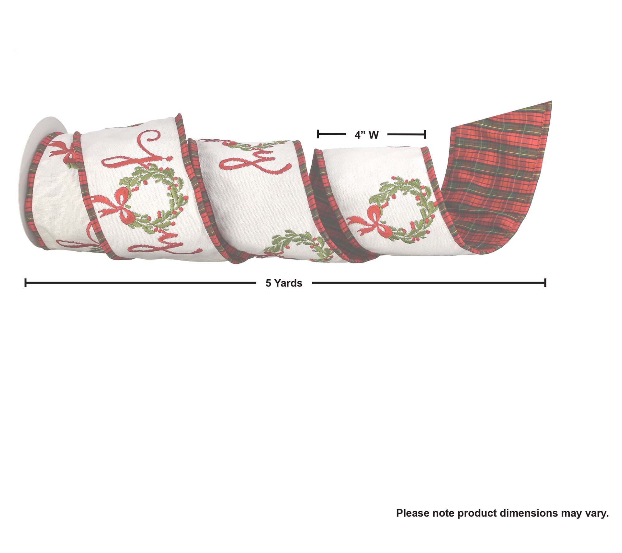 Regency International 4X5y Joy Wreath Plaidack Ribbon 