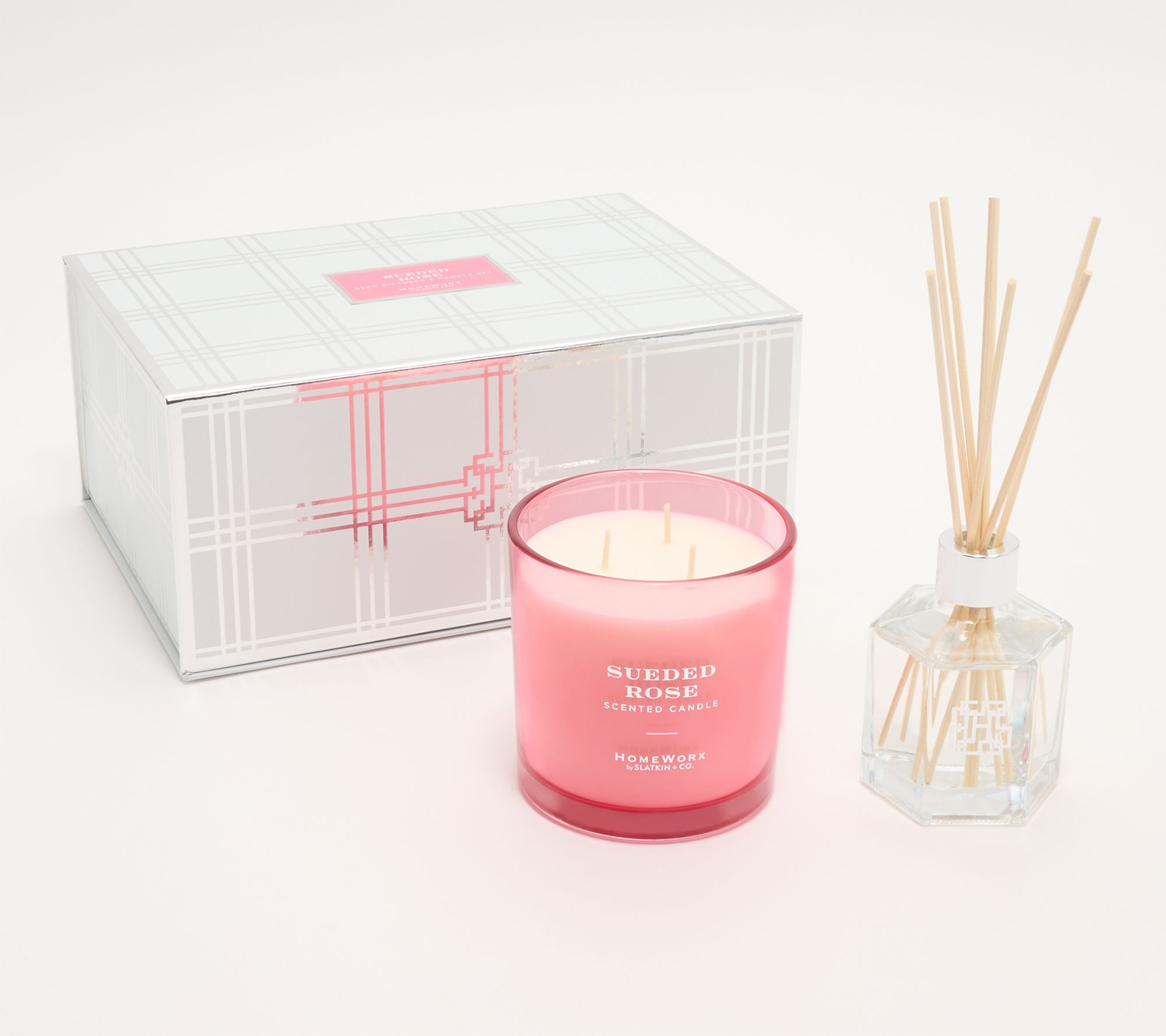 "As Is" HomeWorx by Slatkin & Co. Sueded Rose Candle Set