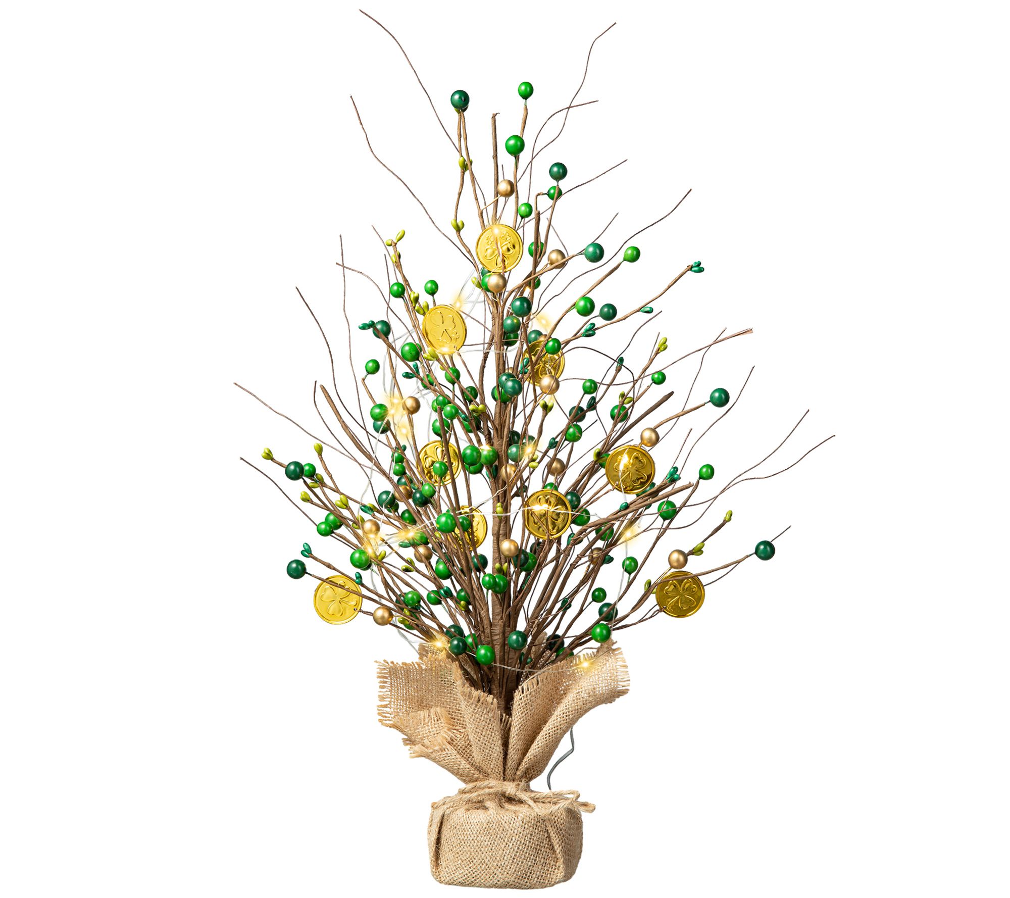 Glitzhome 21" Lighted St. Patrick's Gold Coin Table Top Tree