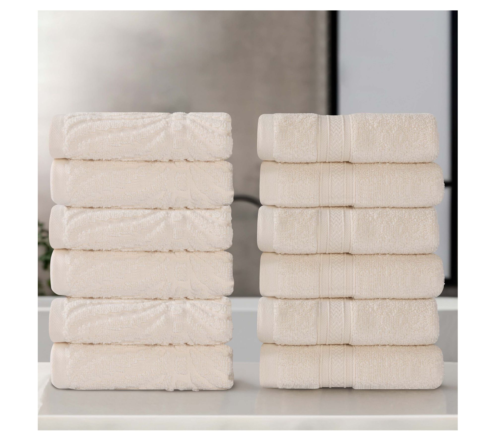Superior Chevron Zero Twist Cotton Soft 12PC Face Towels