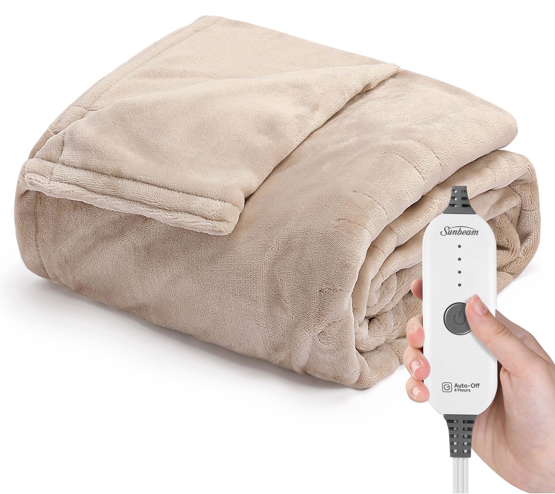 Sunbeam Ultimate Cozy Nordic Velvet Heated Throw Hand and Foot