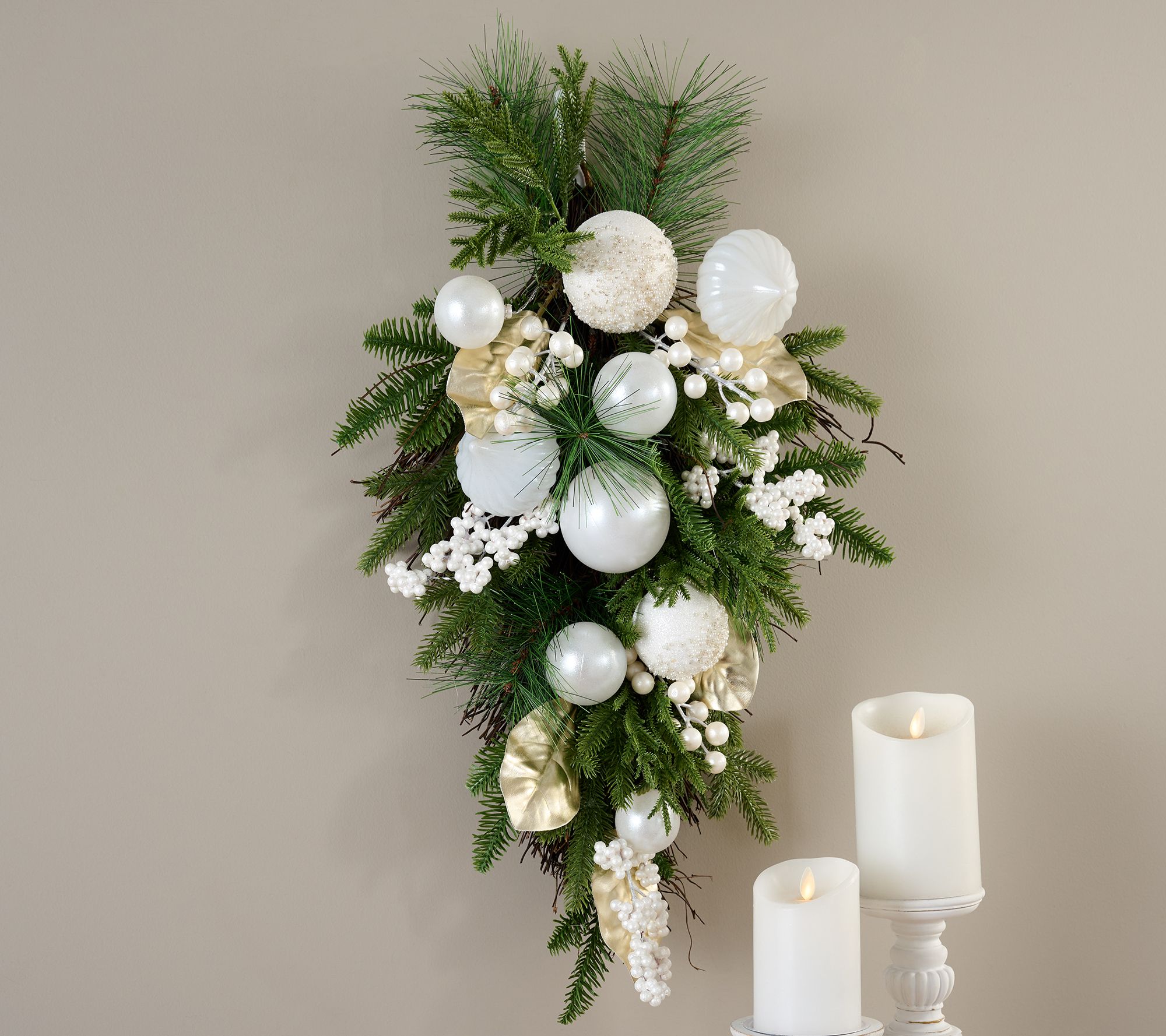 24" Ornament, Pine and Berry Teardrop by Valerie