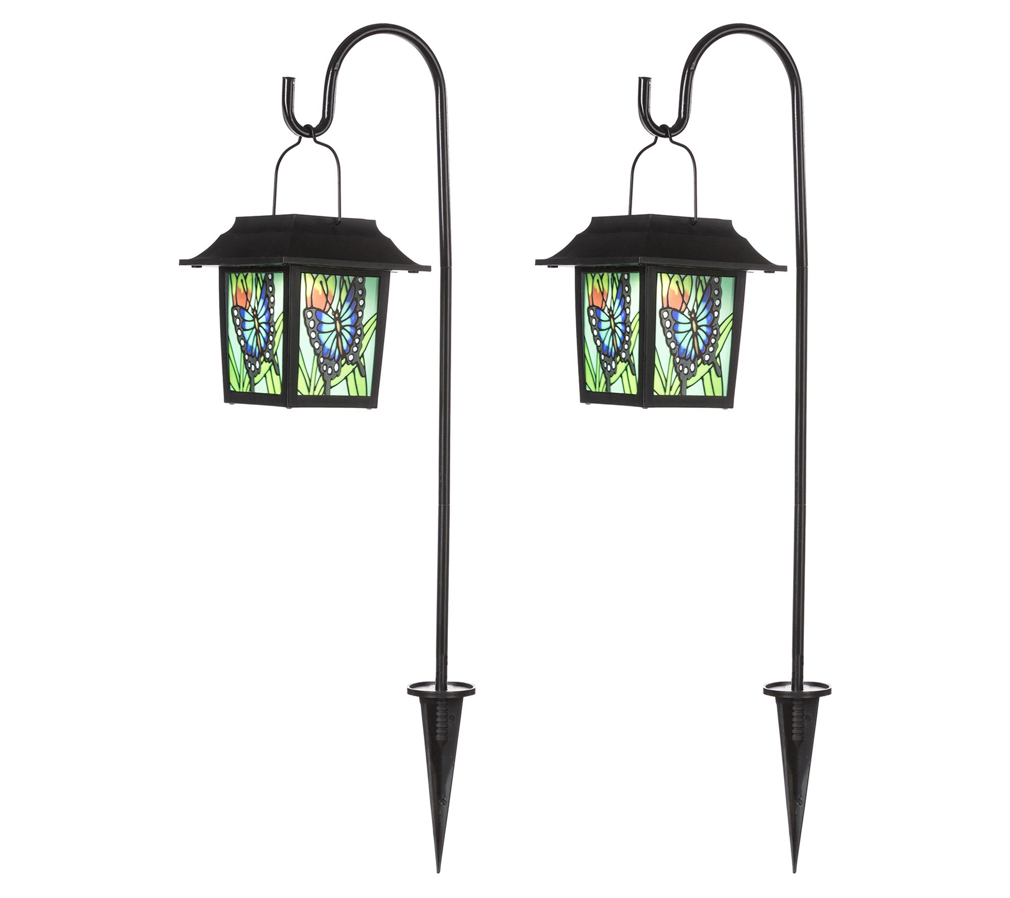 Glitzhome 30" Solar Powered Butterfly Garden Lamps S/2