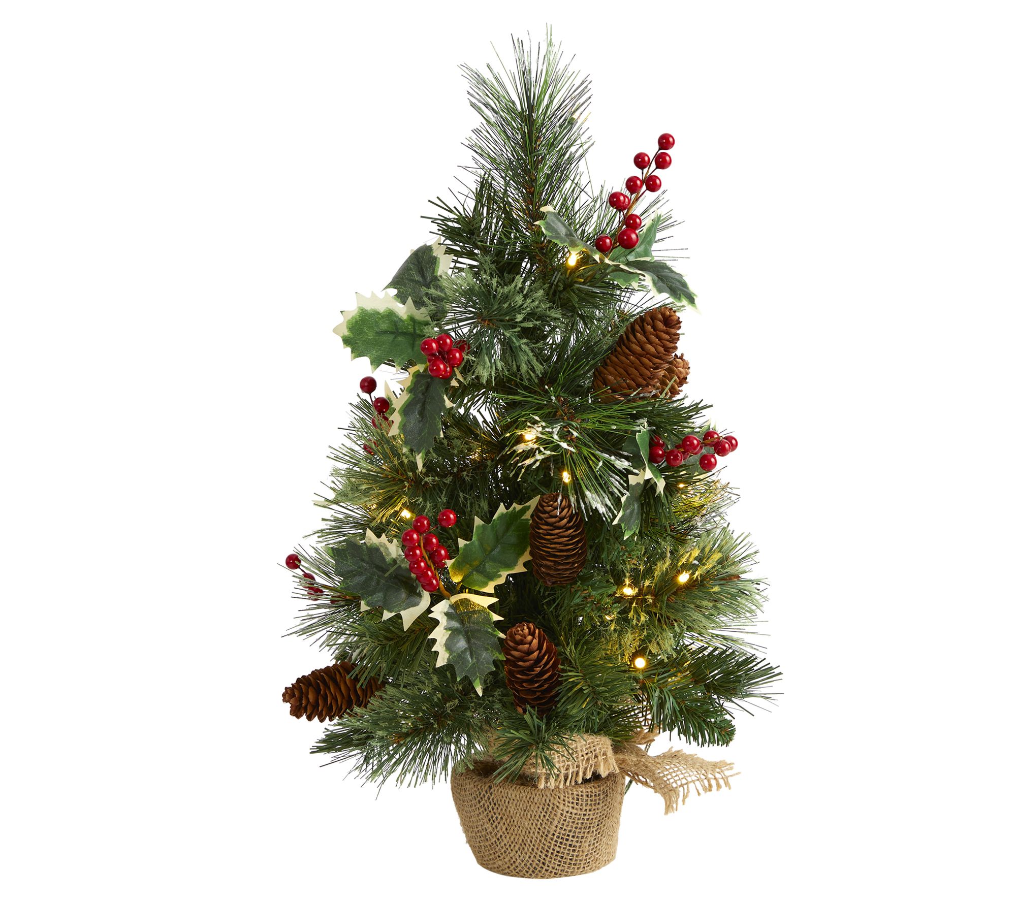 Nearly Natural 18" Mixed Pine Faux Christmas Tree w/ Berries