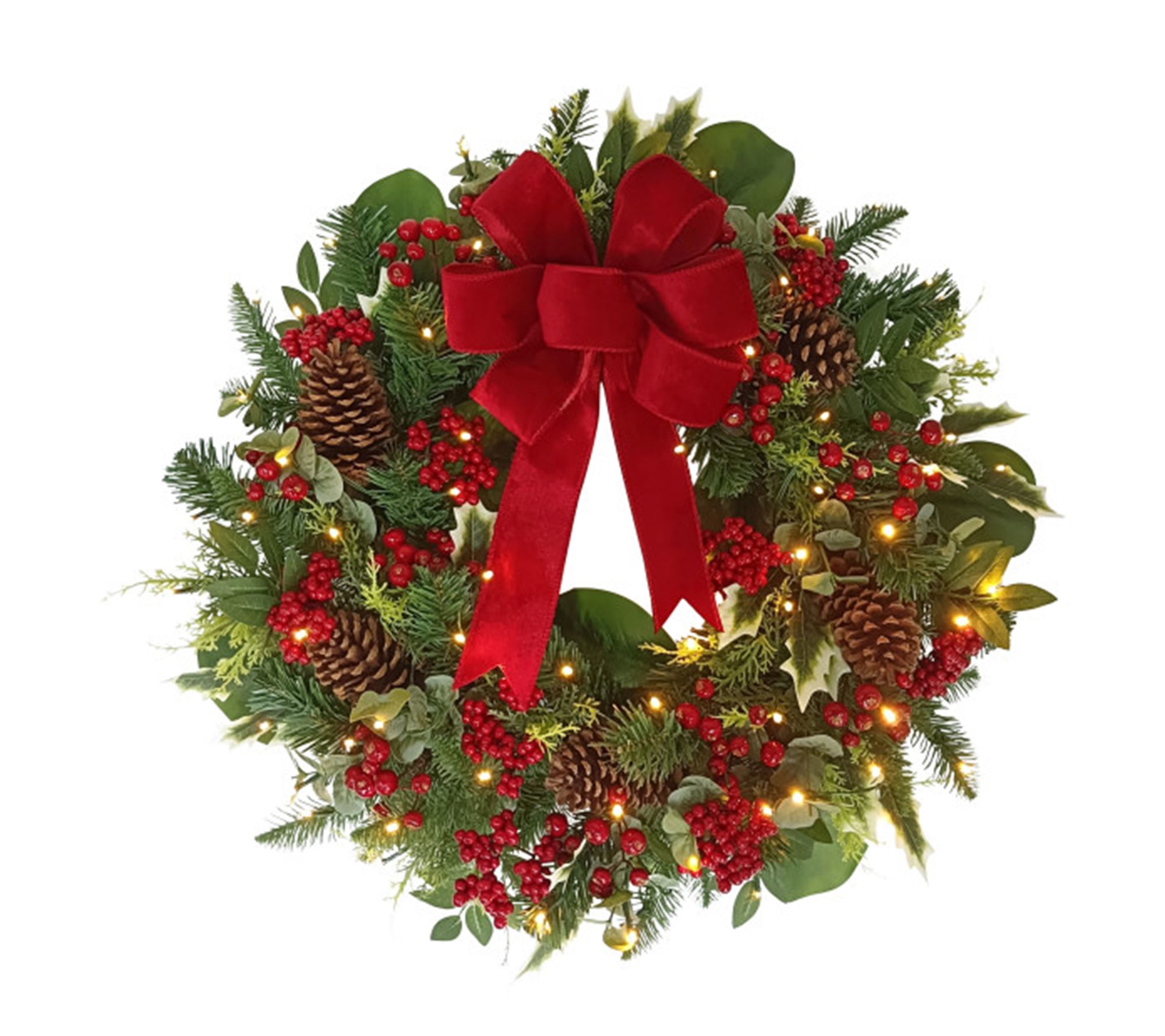 Puleo 26" Battery-Operated Pre-Lit Decorated Ar tificial Wreath