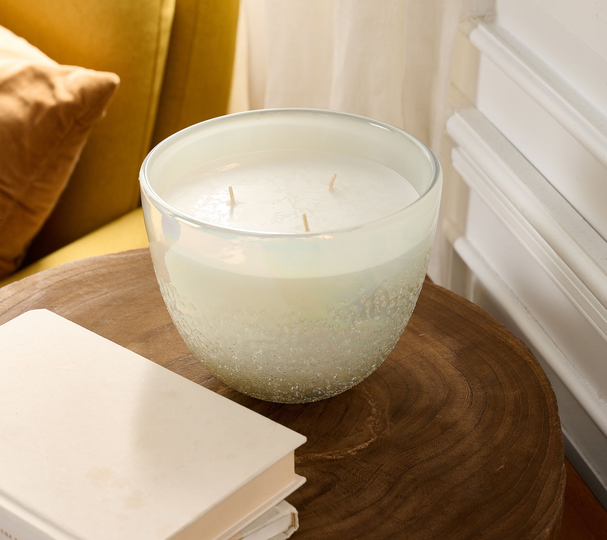 Home Reflections 45oz Iridescent Textured Glass Candle