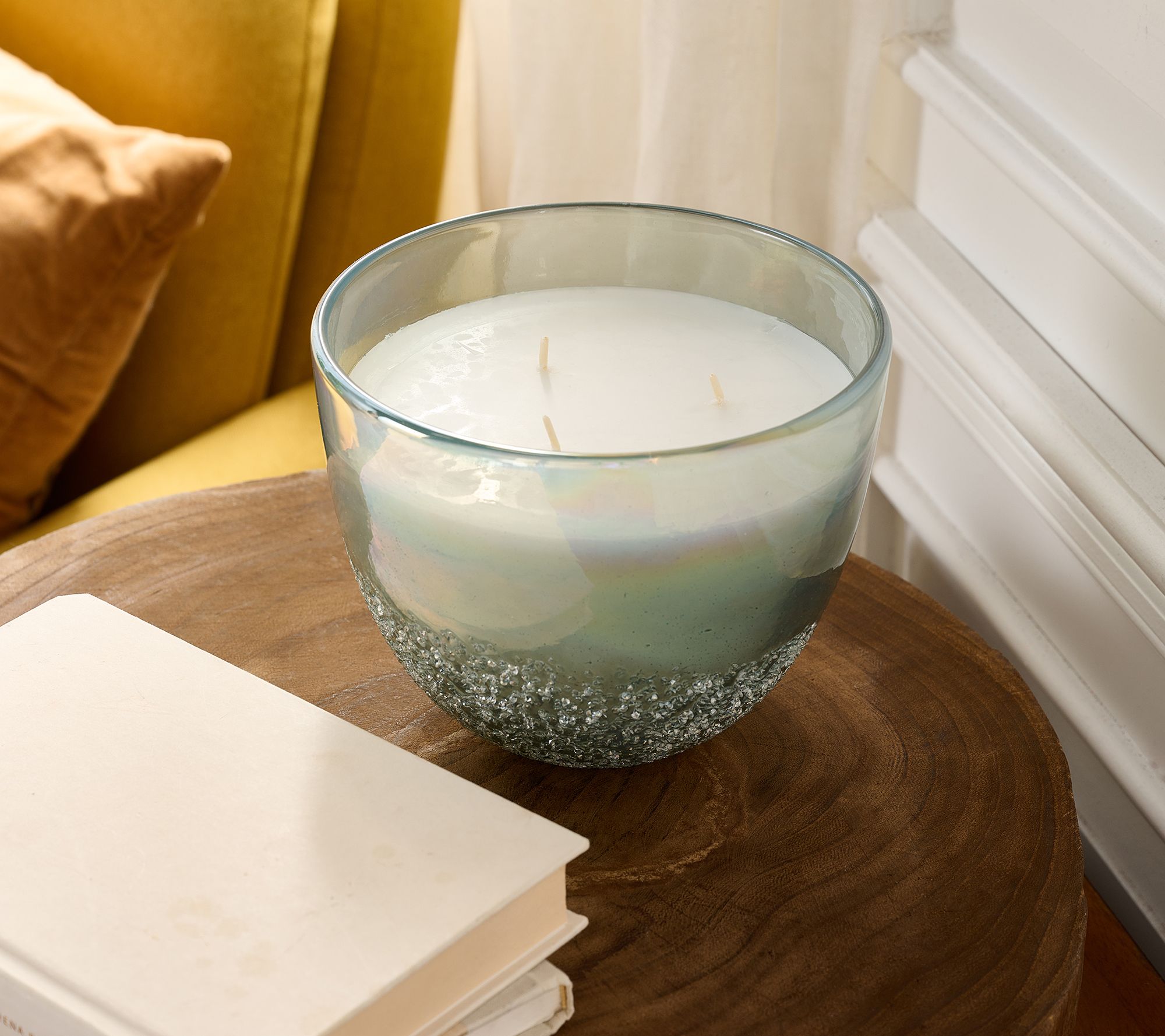 Home Reflections 45oz Iridescent Textured Glass Candle