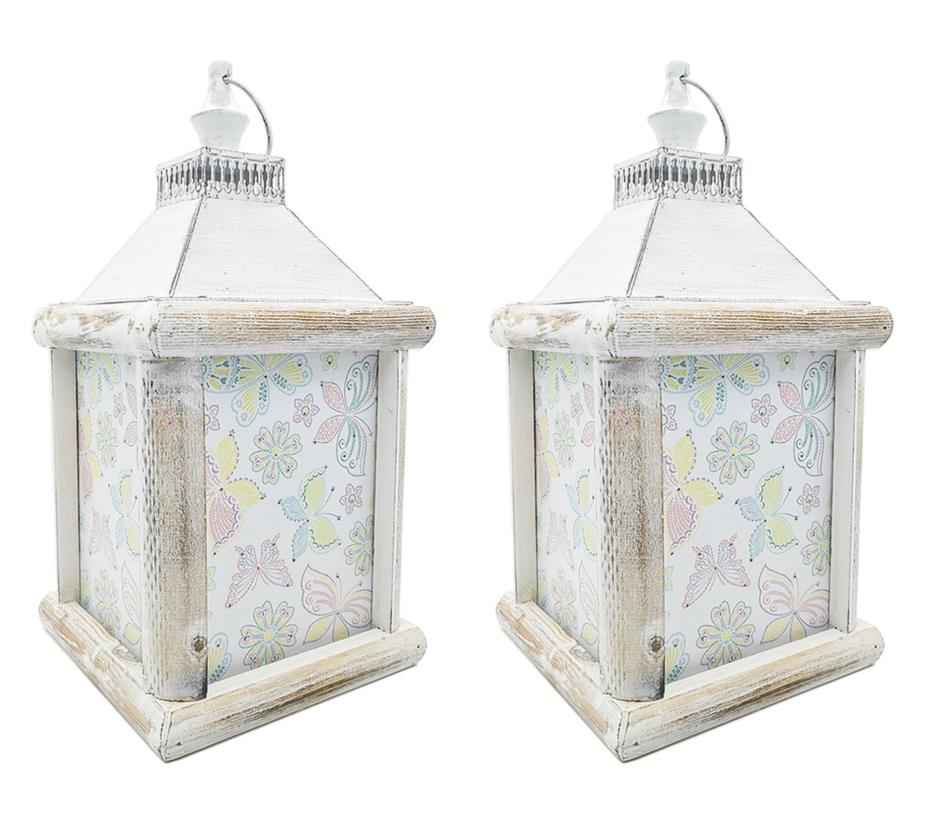 Temp-tations Set of (2) 16" Lantern with Fiberoptic Lights
