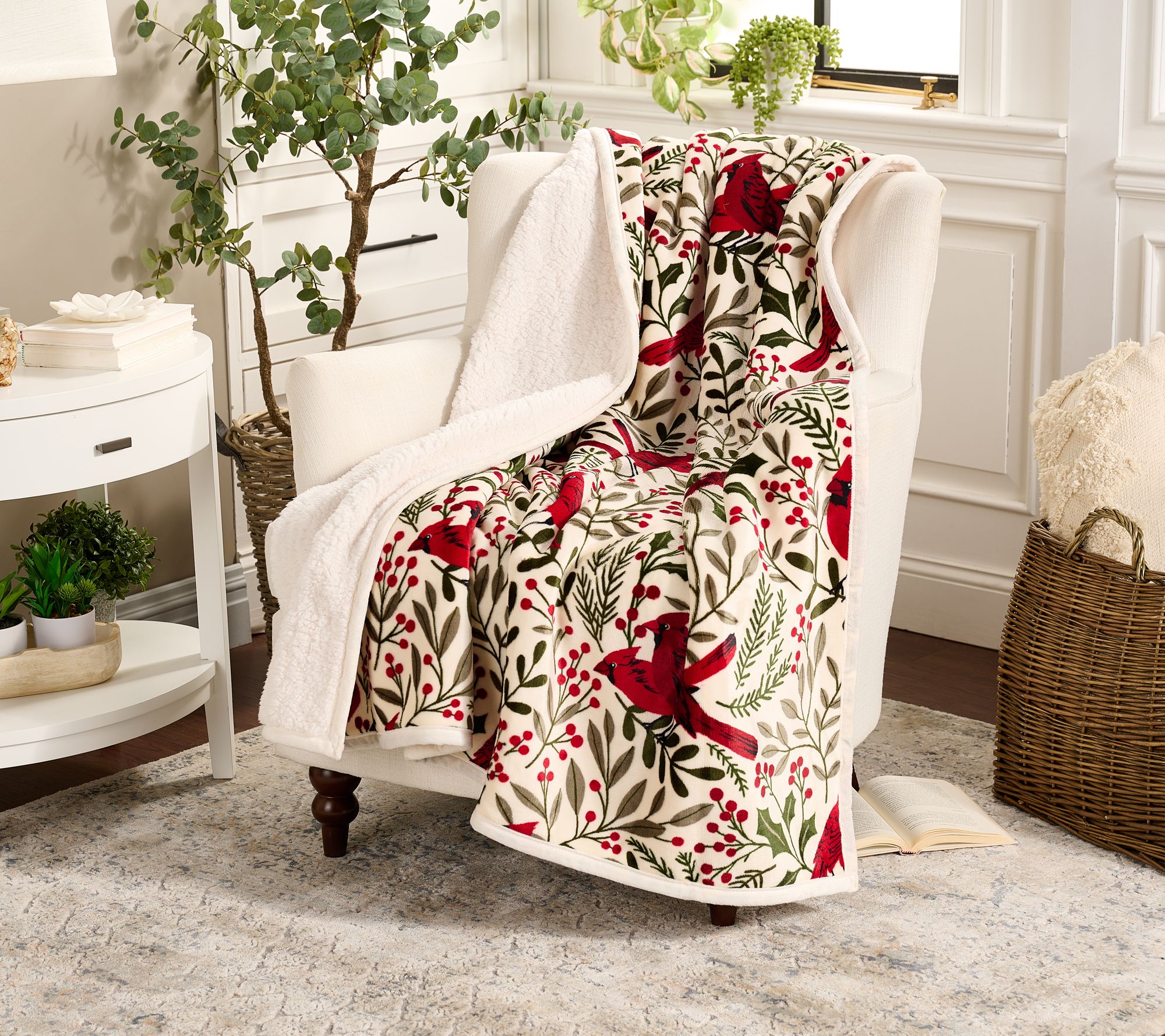 ShWk 7/14 Home Reflections 60x 80" Plush Throw with Sherpa Bag