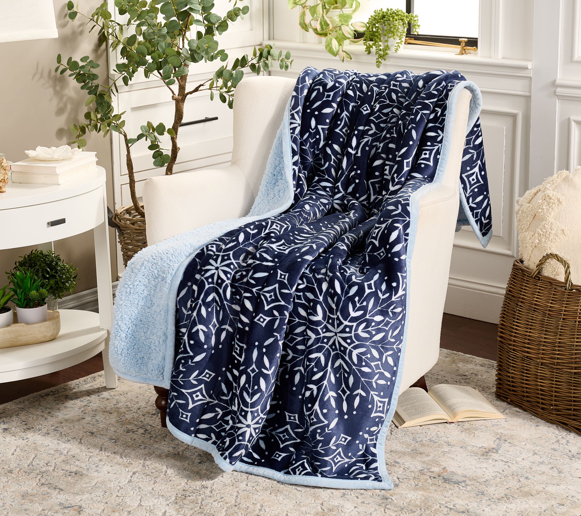 Home Reflections 60x 80" Plush Throw with Sherpa Bag