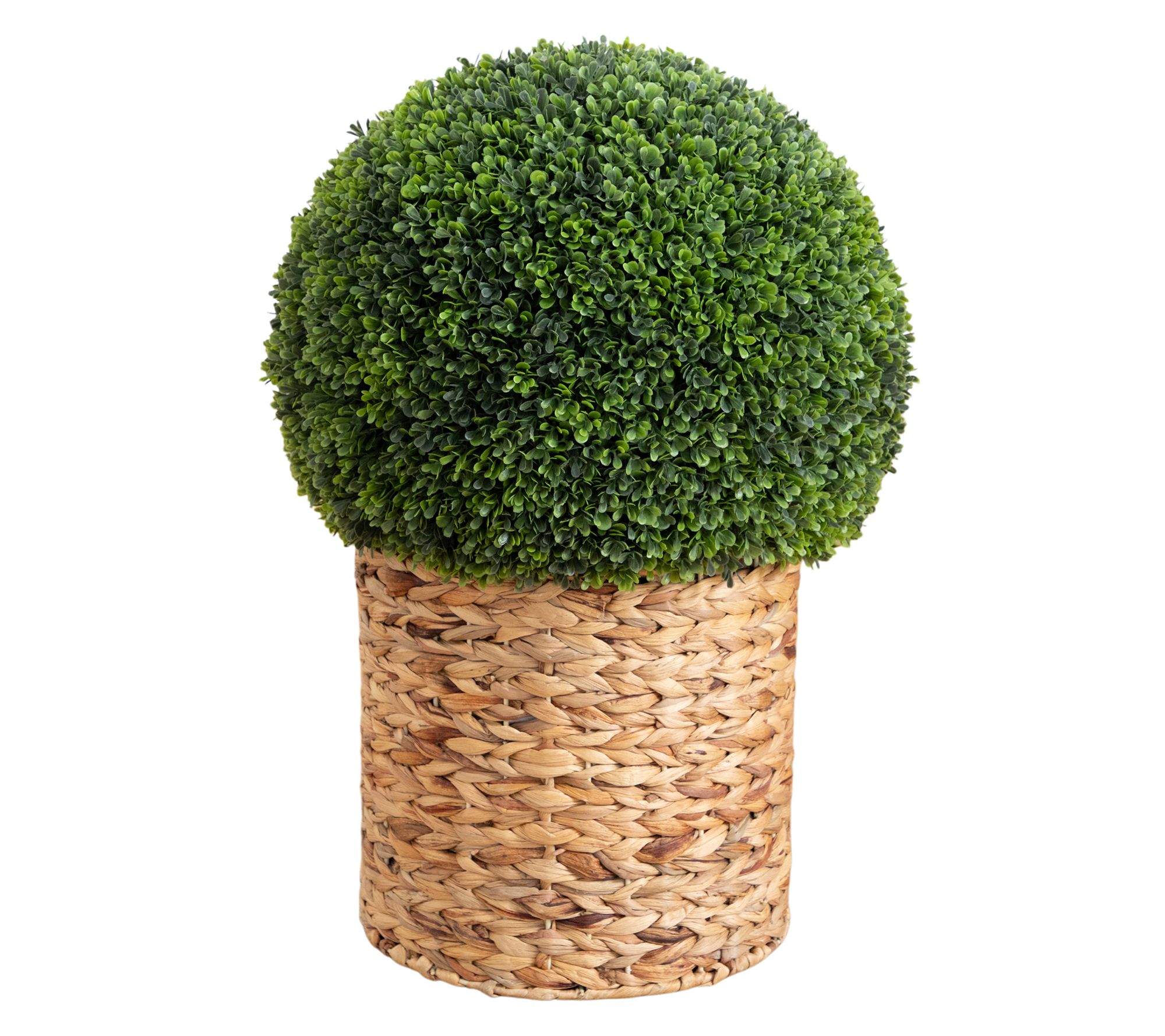 Nearly Natural 24" Boxwood Ball Topiary in Weave Basket