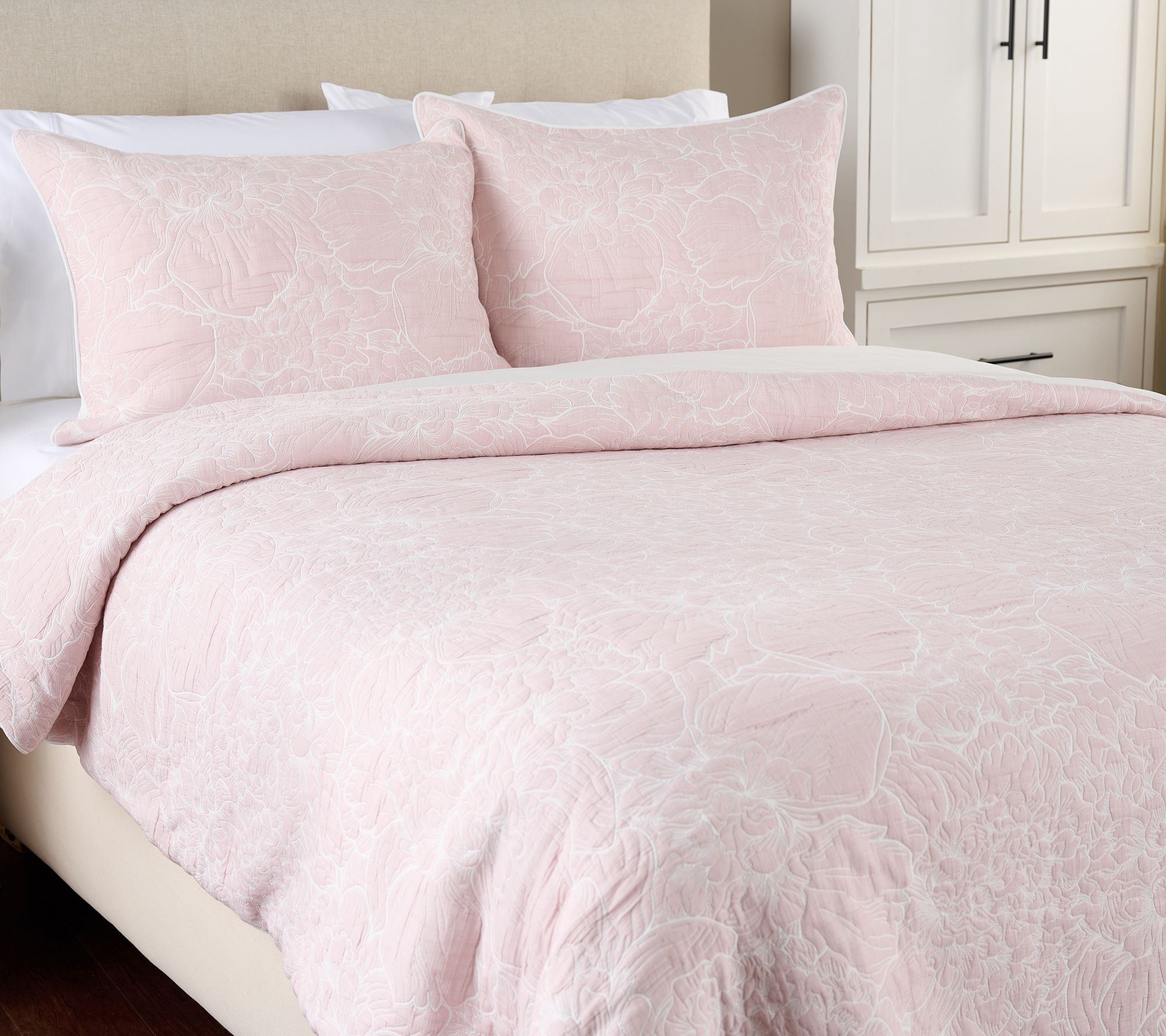 "As Is" Northern Nights Floral Gauze Matelasse Comforter Set-Q