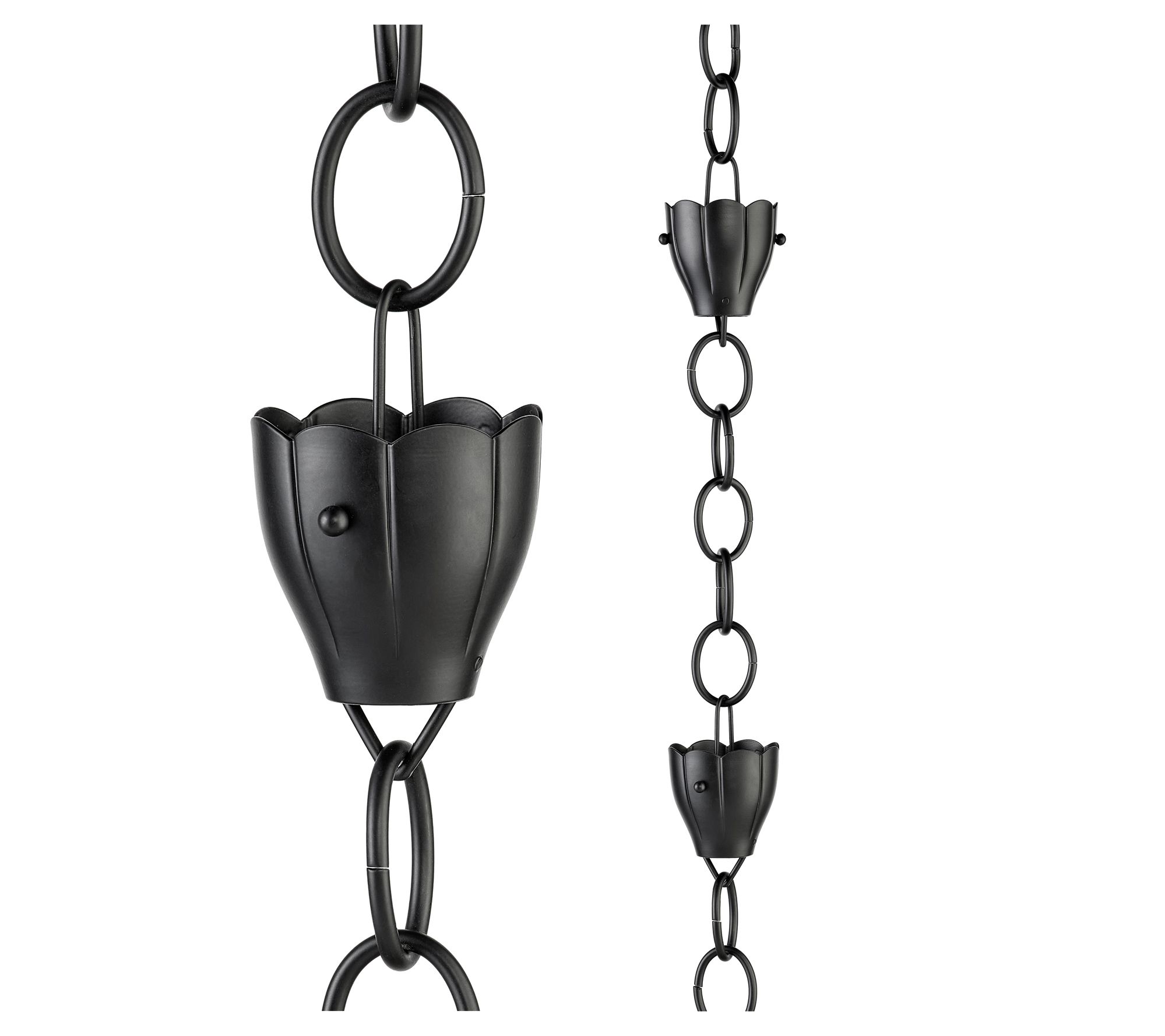 6-Cup Crocus Black Aluminum 8.5ft Rainchain by Good Directions