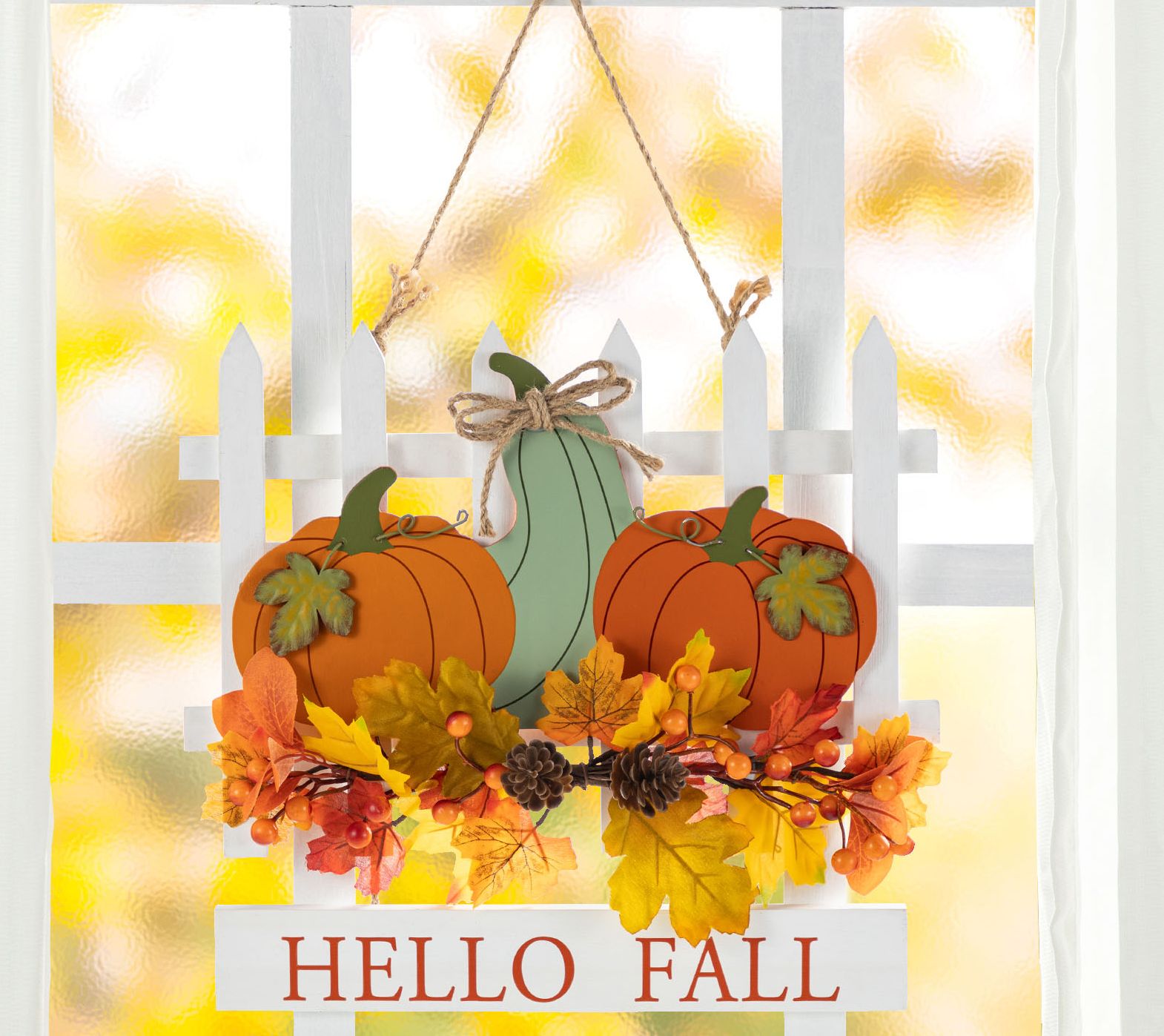 Glitzhome 14"L Fall Harvest Pumpkin Patch Hanging Art