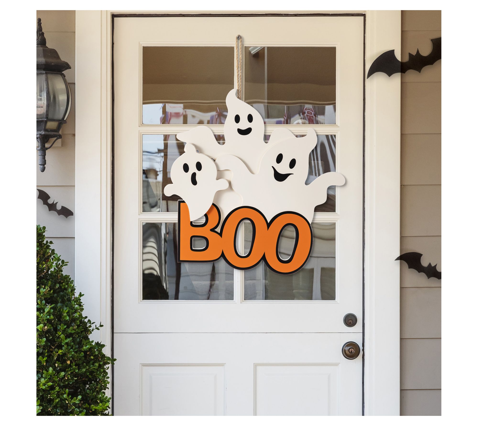 Glitzhome 14"H Halloween Wooden Ghost BOO DoorHanger