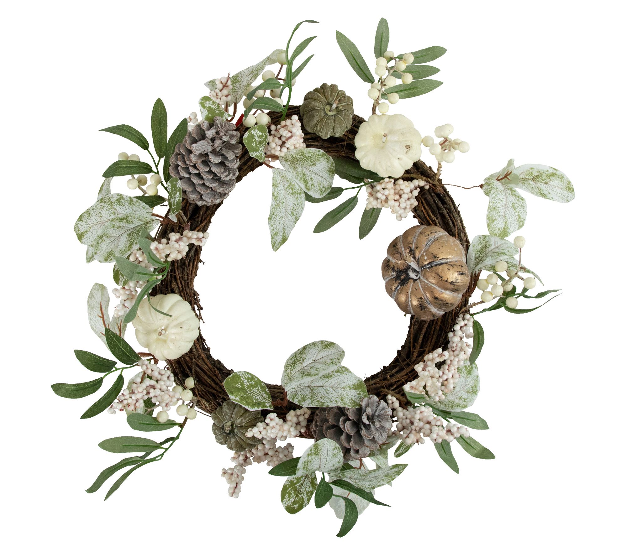 Northlight 20" Pumpkin & Berries Artificial Twig Wreath