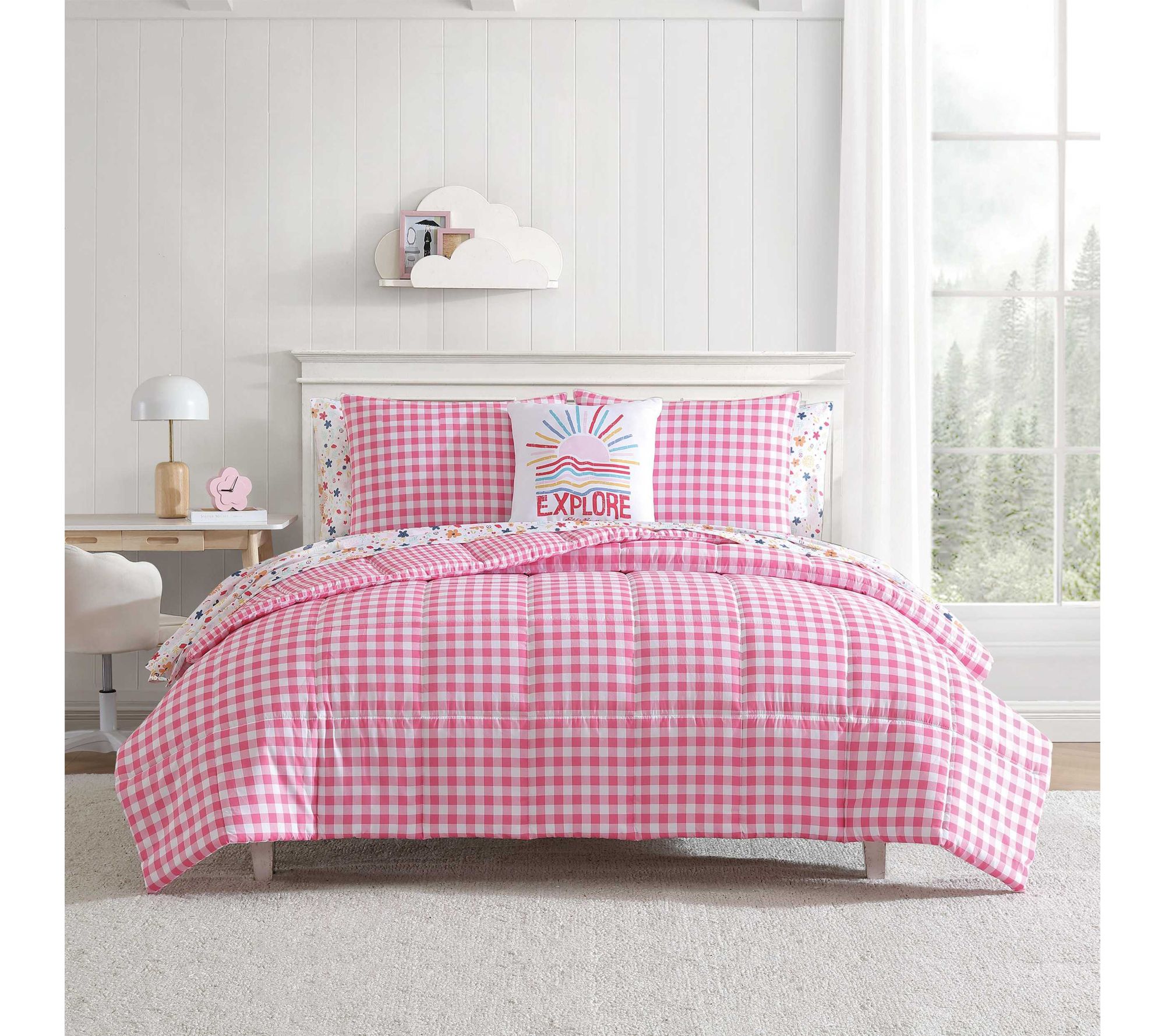Eddie Bauer Preston Check Pink Twin Comforter Set