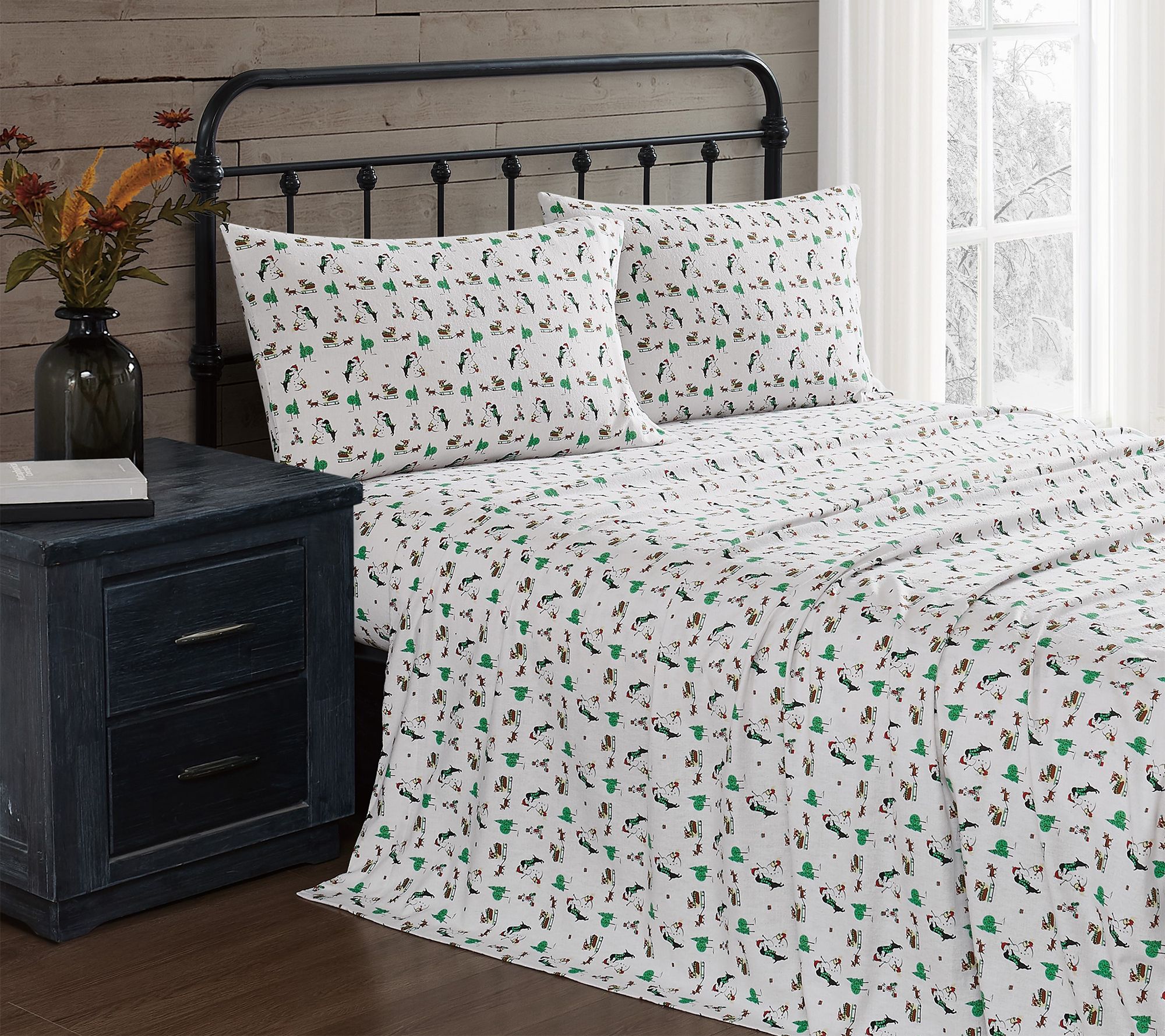Truly Soft Holiday Dogs King Flannel Sheet Set