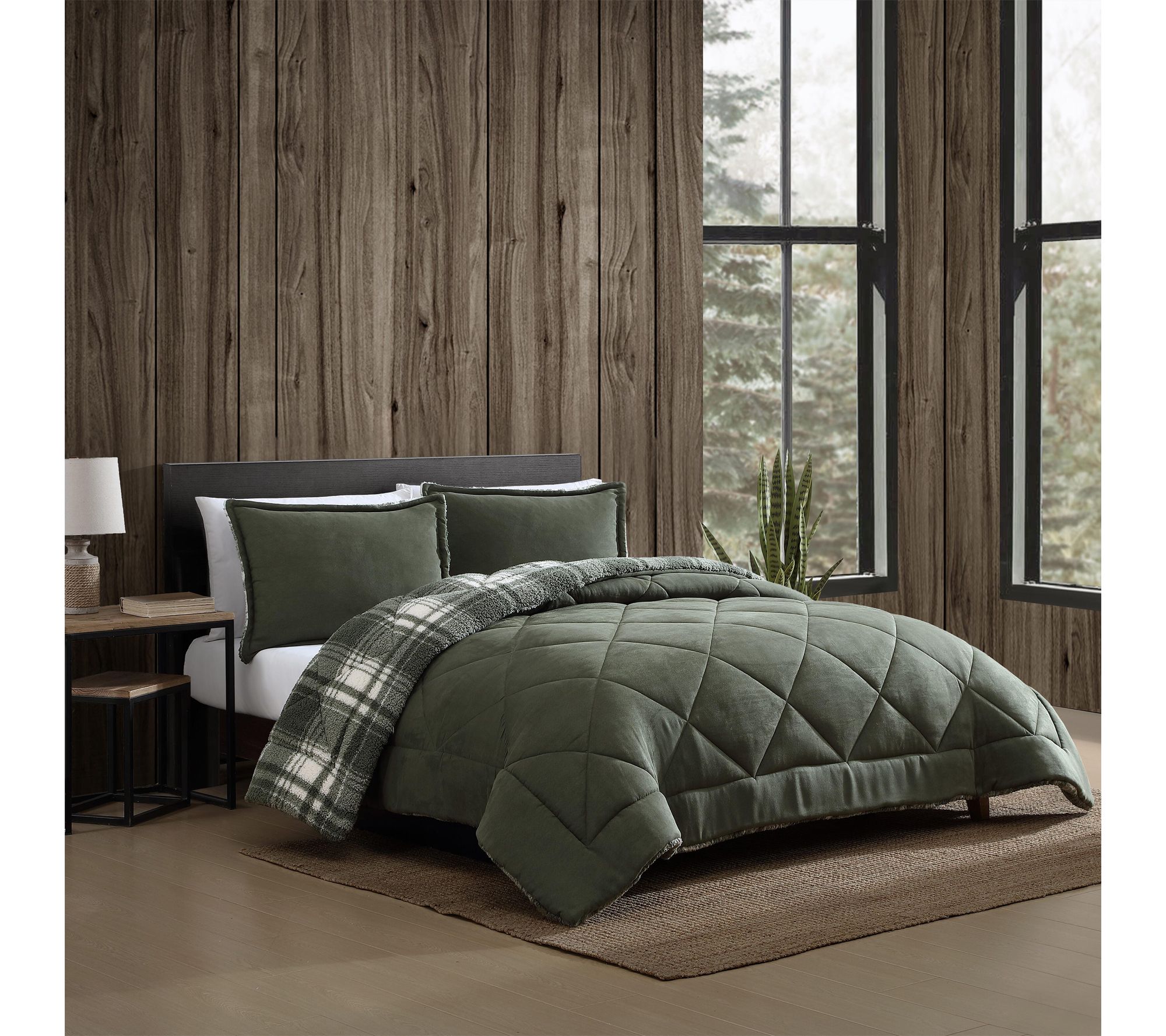 Eddie Bauer Big Lake Plaid Green King ComforterSet
