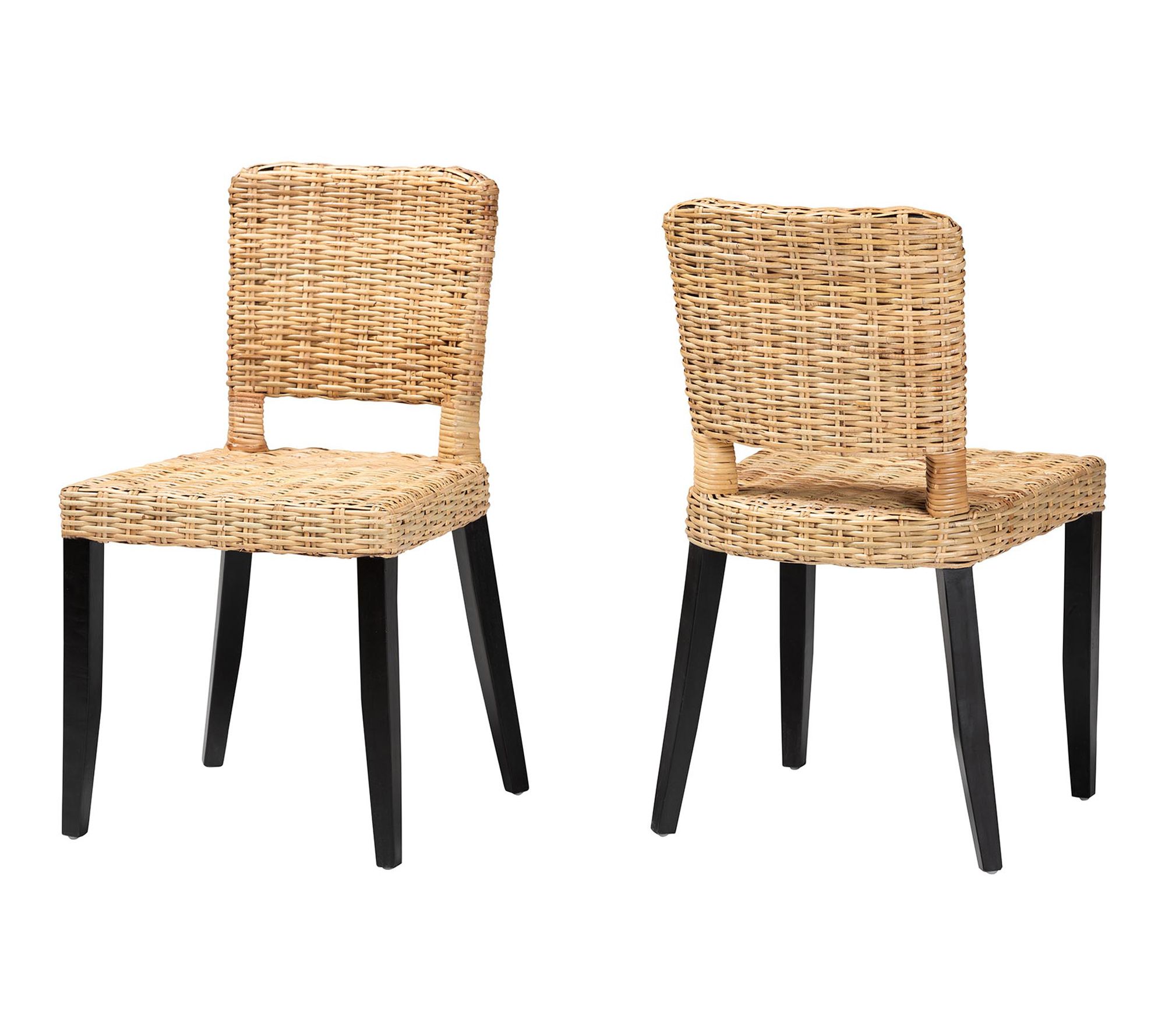 bali & pari Dermot Wood and Rattan Dining Chair  Set of 2
