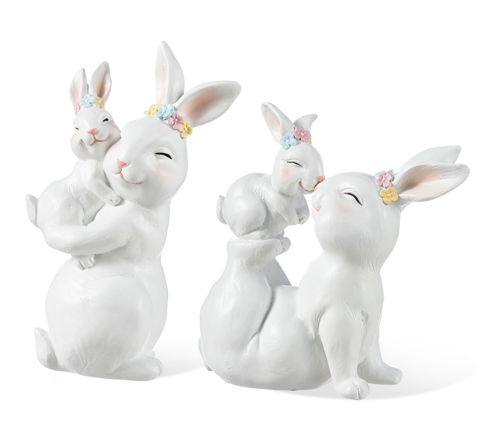 Glitzhome S/2 Easter Resin Bunny Mom and Baby Table Decor