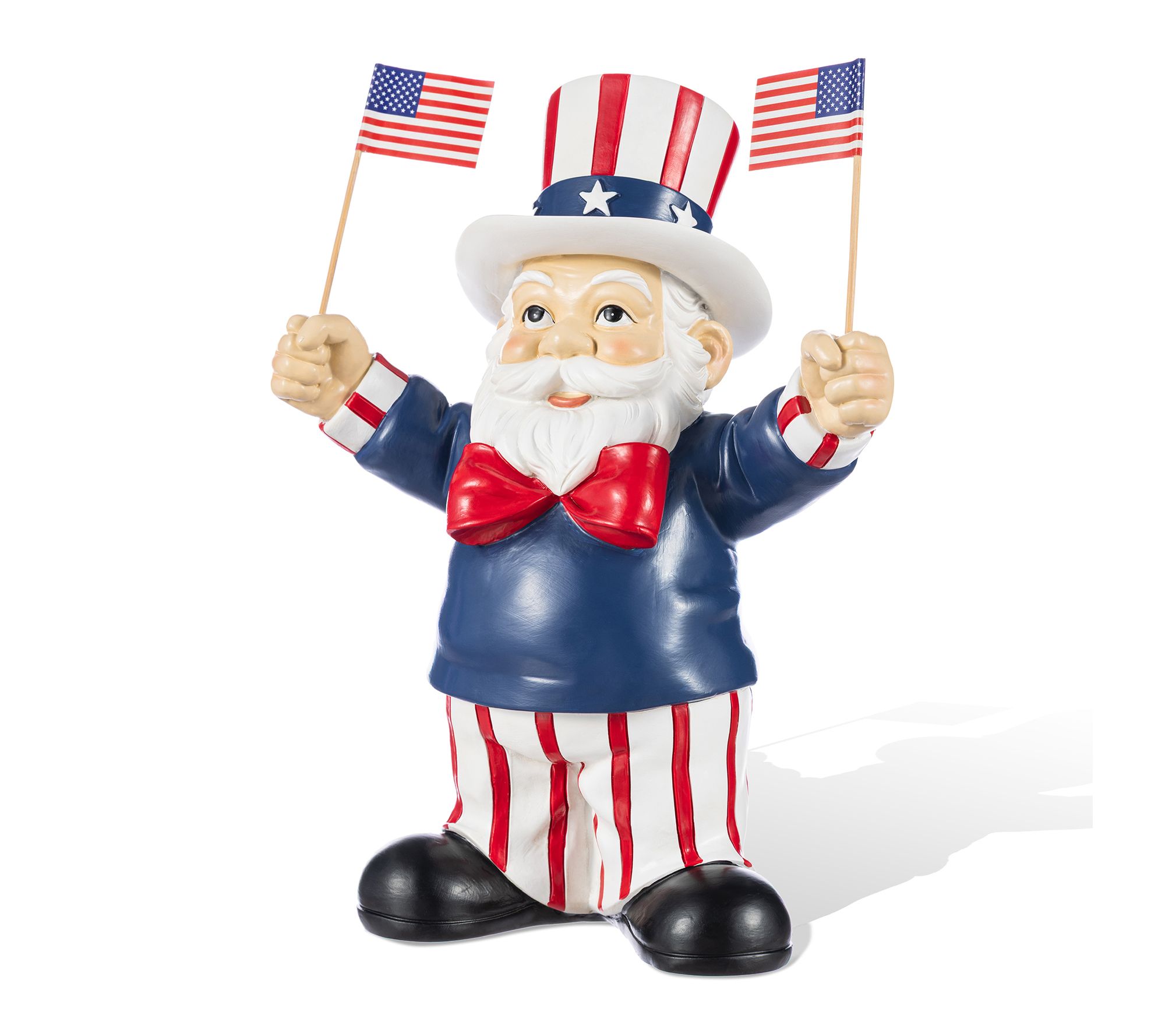 Glitzhome Patriotic Americana Santa holding flags Table Decor