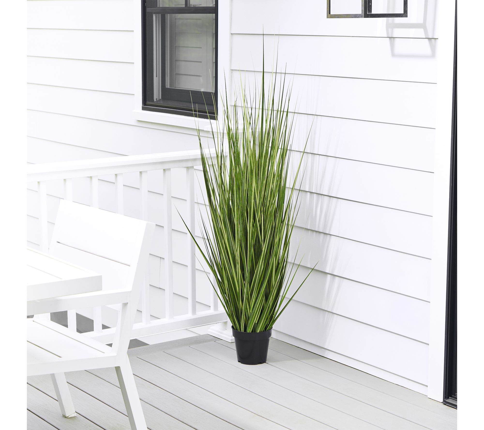 60" UV Potted Variegated Grass By Valerie