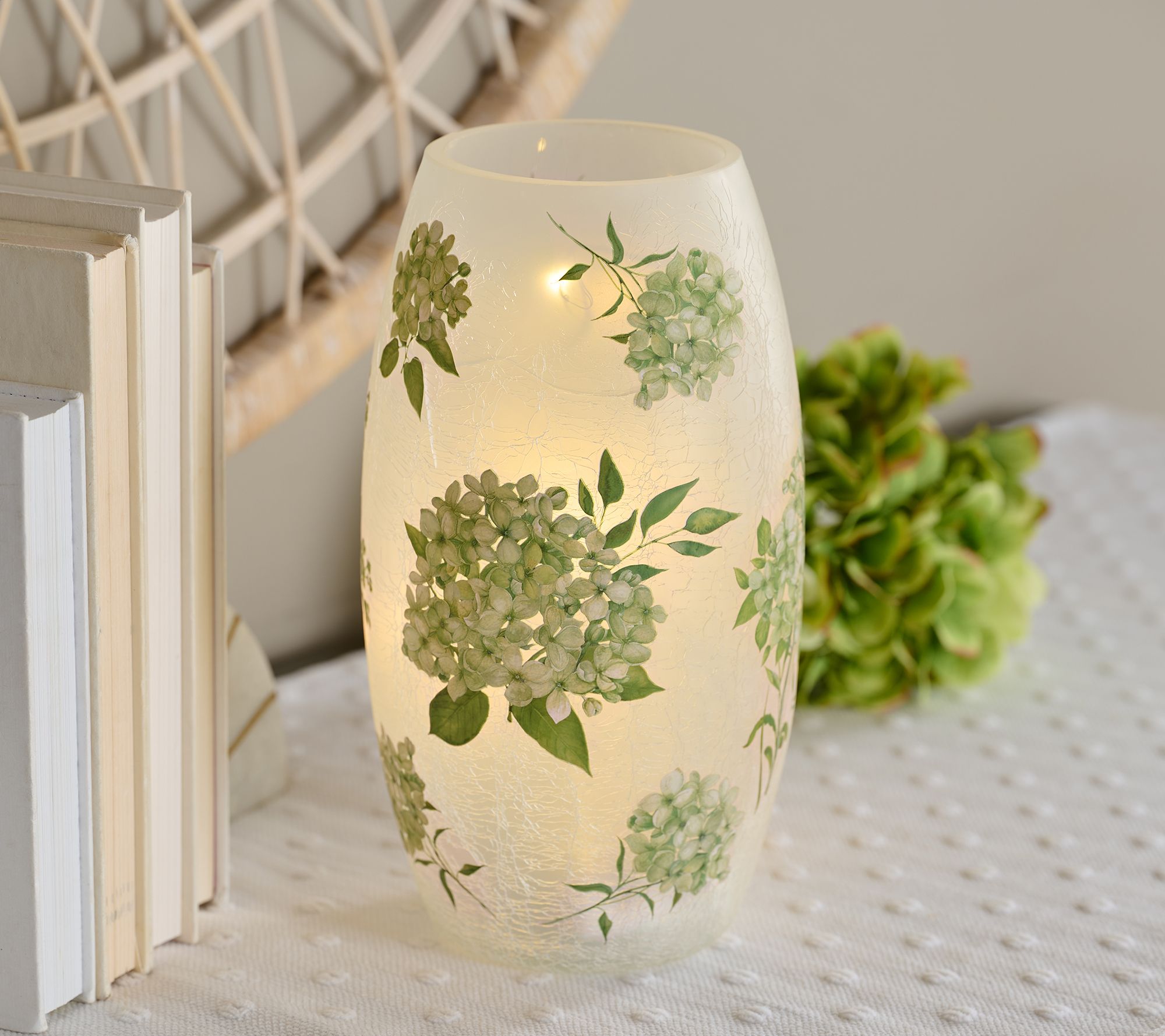 "As Is" 10" Illuminated Hydrangea Curve Hurricane by Valerie