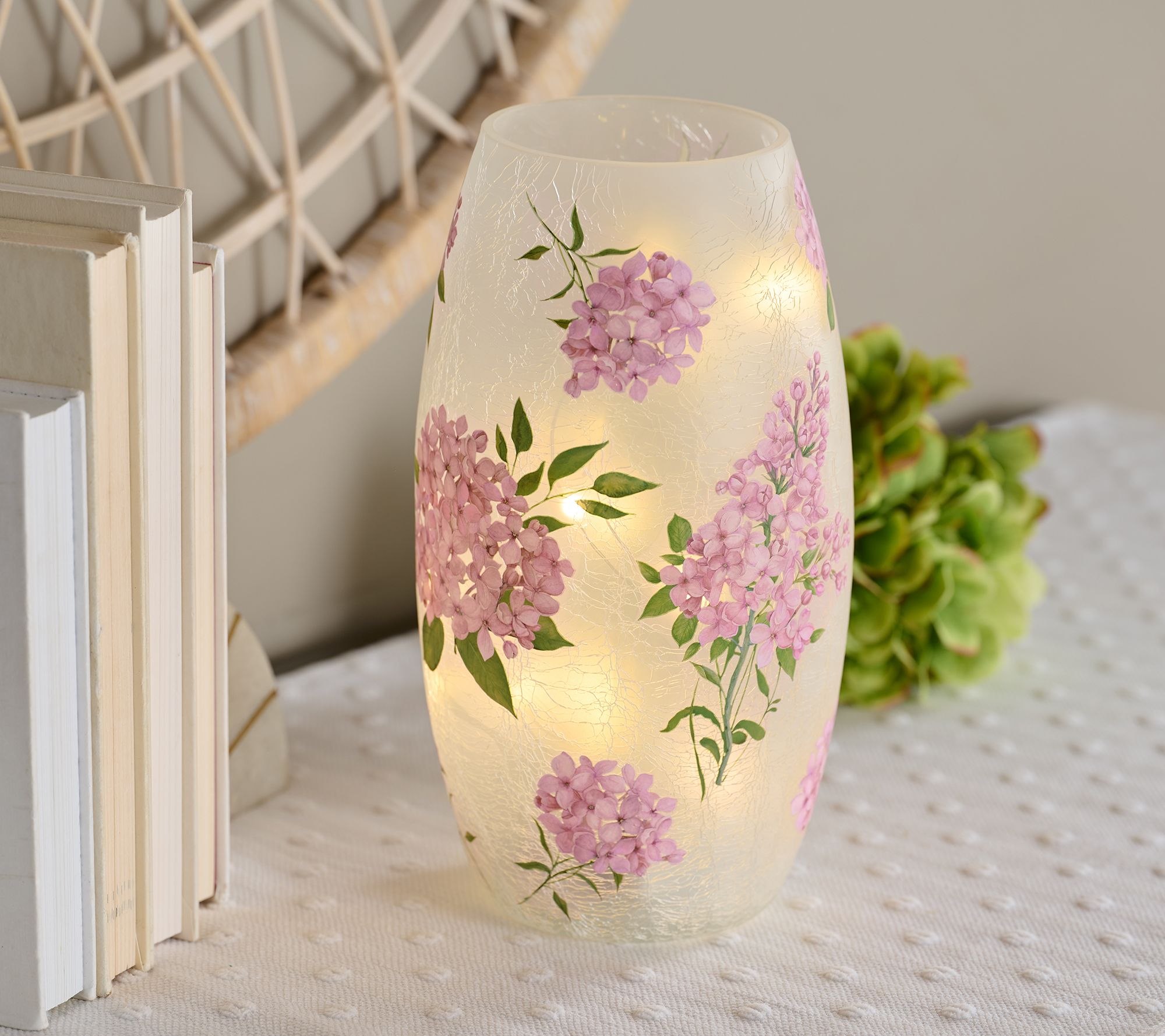 "As Is" 10" Illuminated Hydrangea Curve Hurricane by Valerie