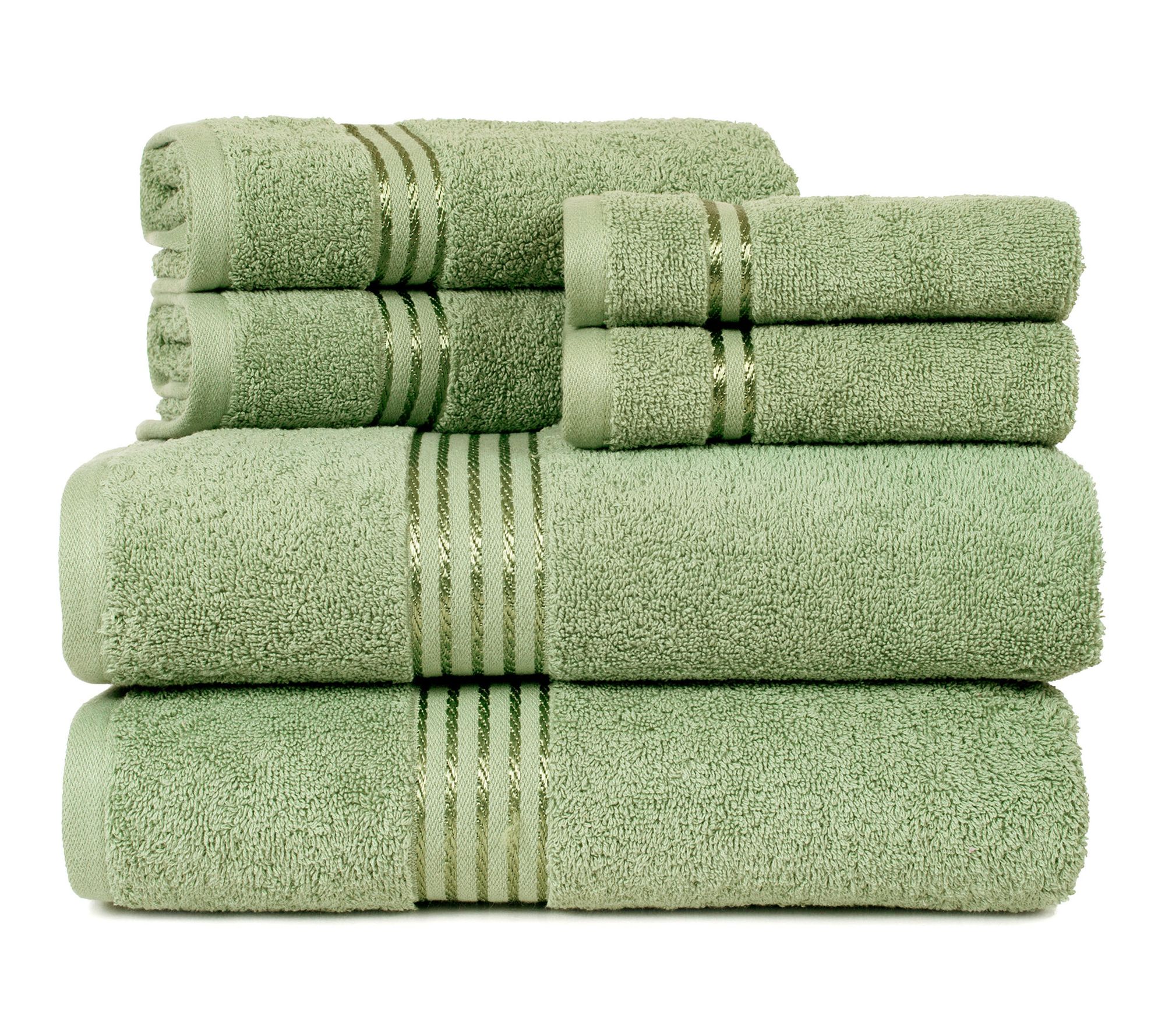 Lavish Home 6 P iece 100% Cotto n Bathroom Towe ls Set