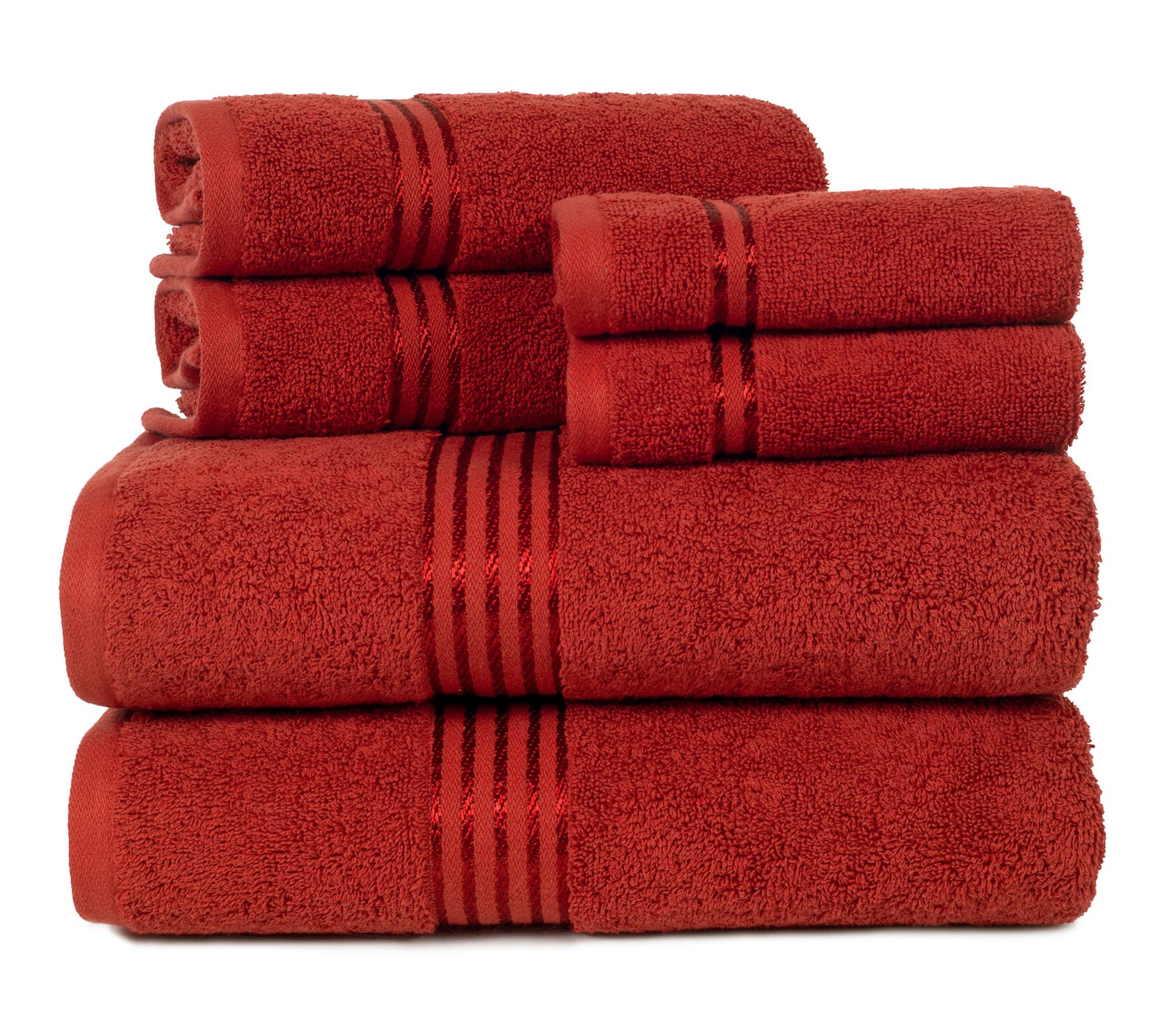 Lavish Home 6 P iece 100% Cotto n Bathroom Towe ls Set