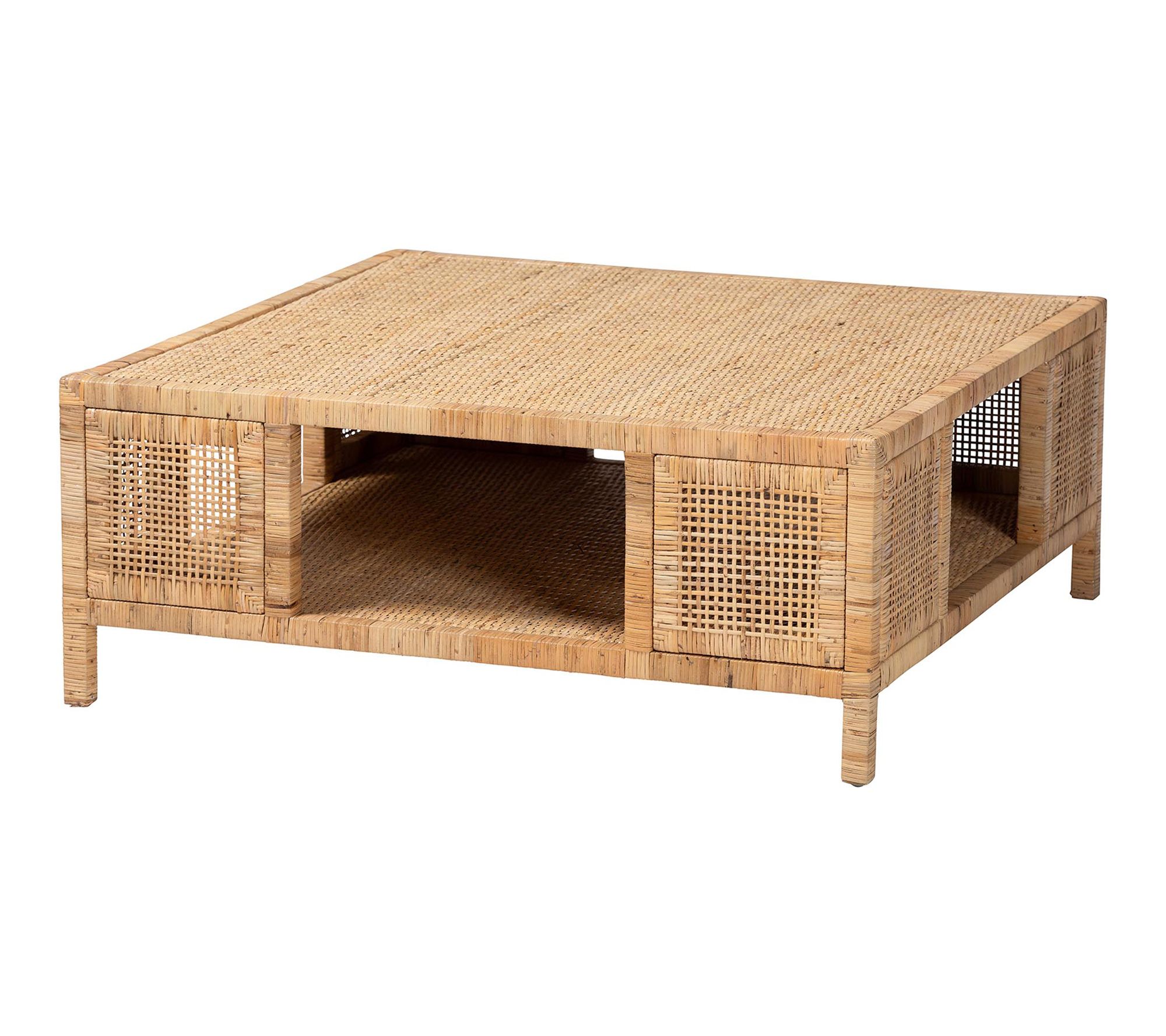 bali & pari Kalimantan Honey Rattan Square Coffee Table
