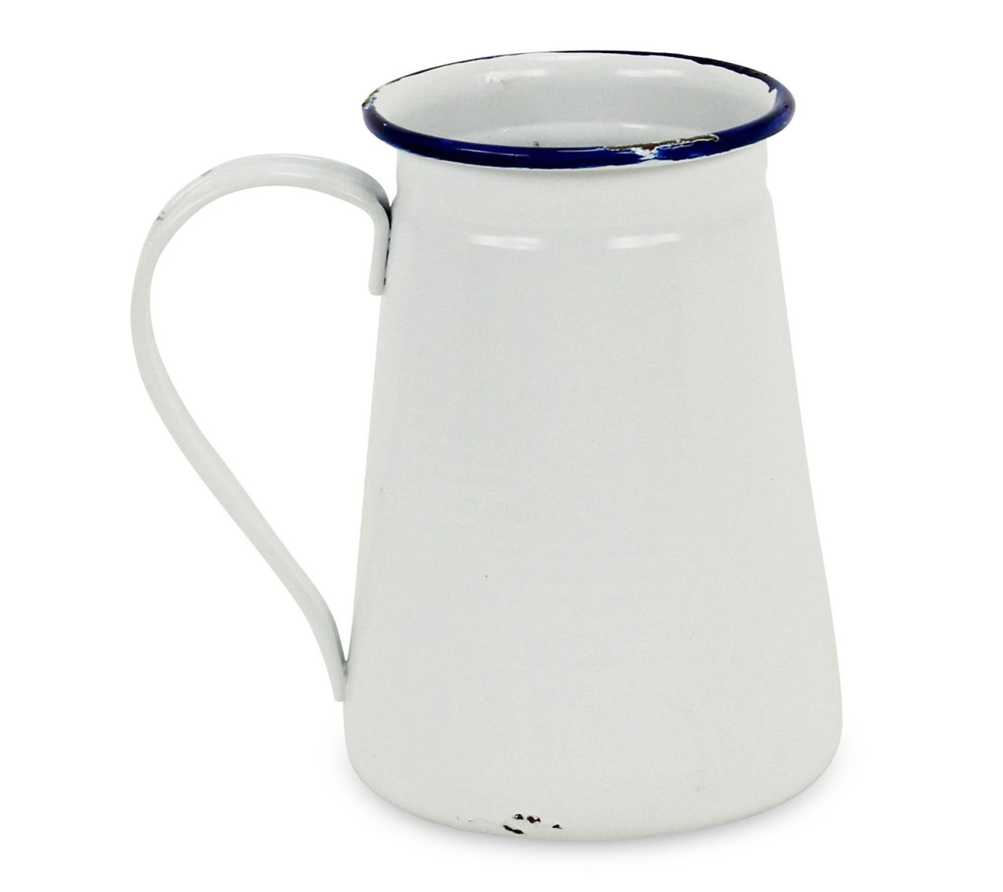 HomeRoots 6" White & Blue Metal Jug Vase