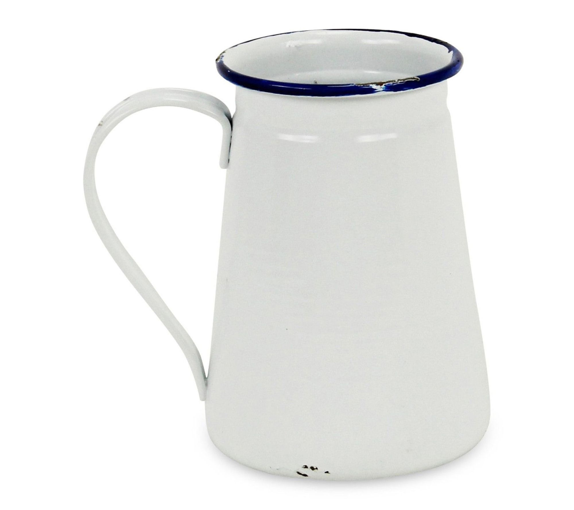 HomeRoots 6" White & Blue Metal Jug Vase