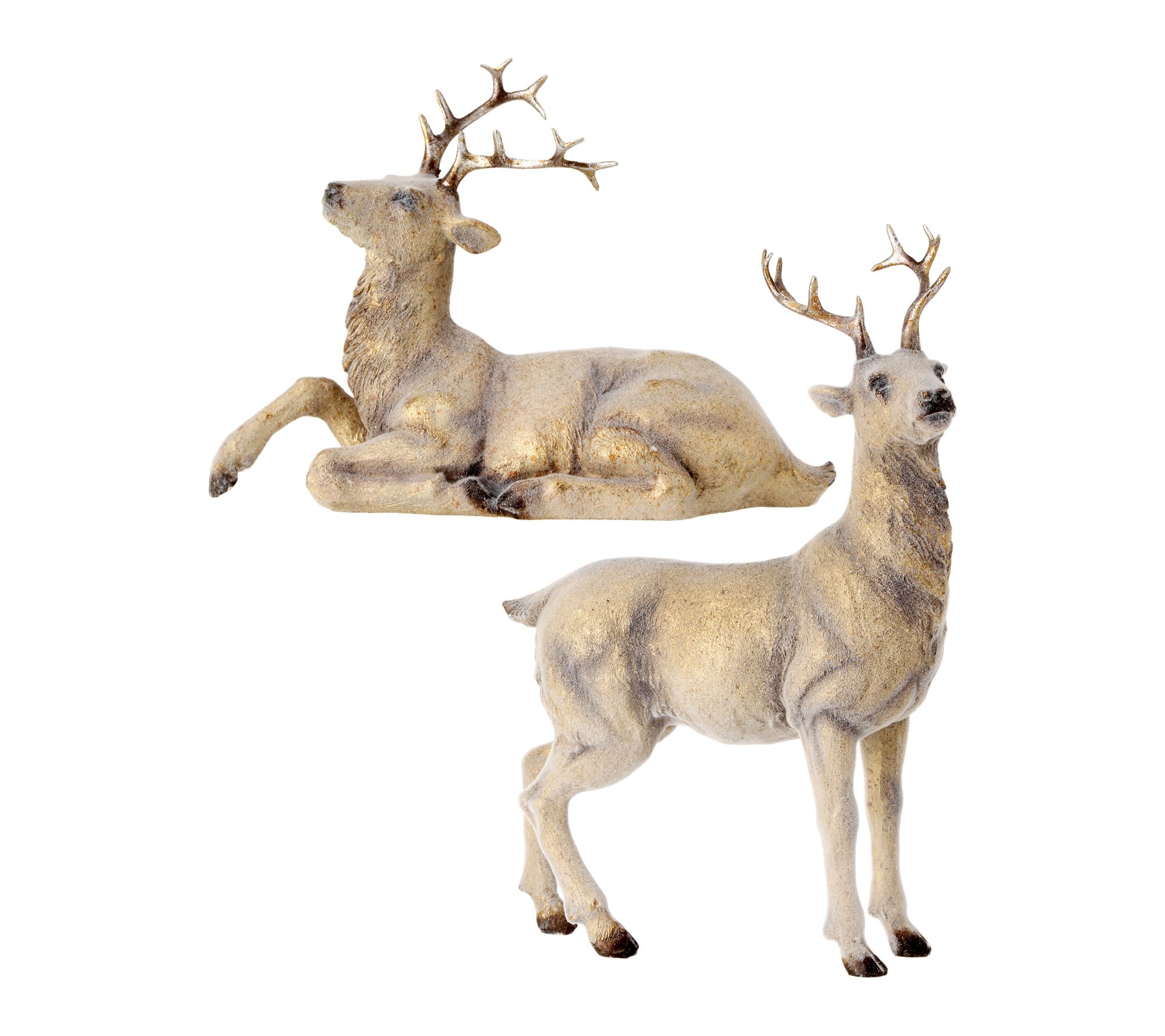 7-12" Resin Flocked Deer Set/2 by Valerie