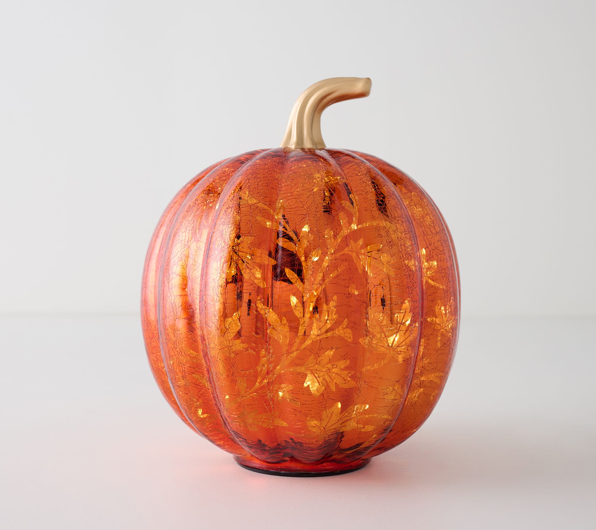 "As Is" 9" Illuminated Glass Pumpkin w/ Hidden Scene by Kim Gravel