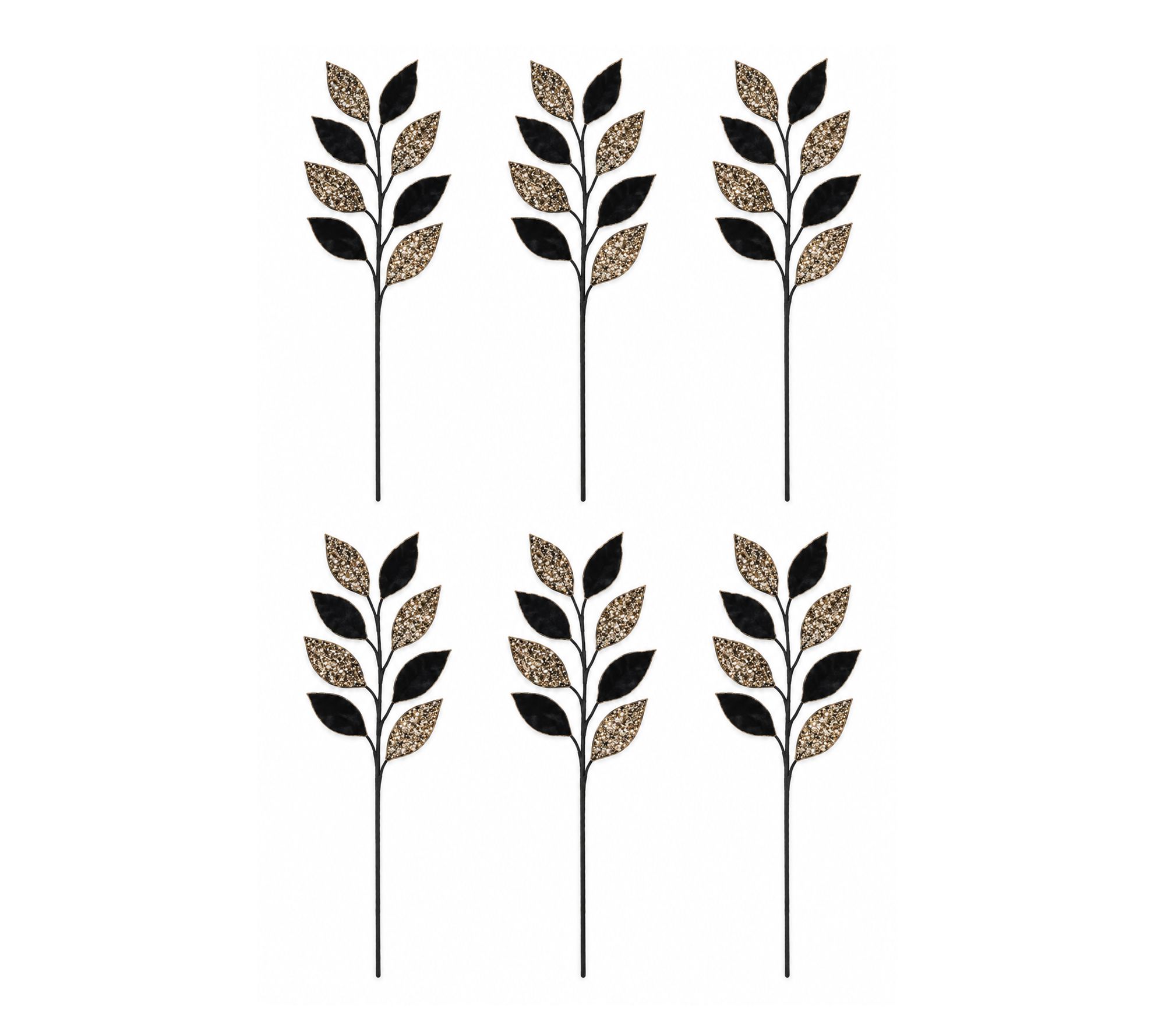RC Home Decor-6 PCS Black & Gold Christmas Leaf Spray