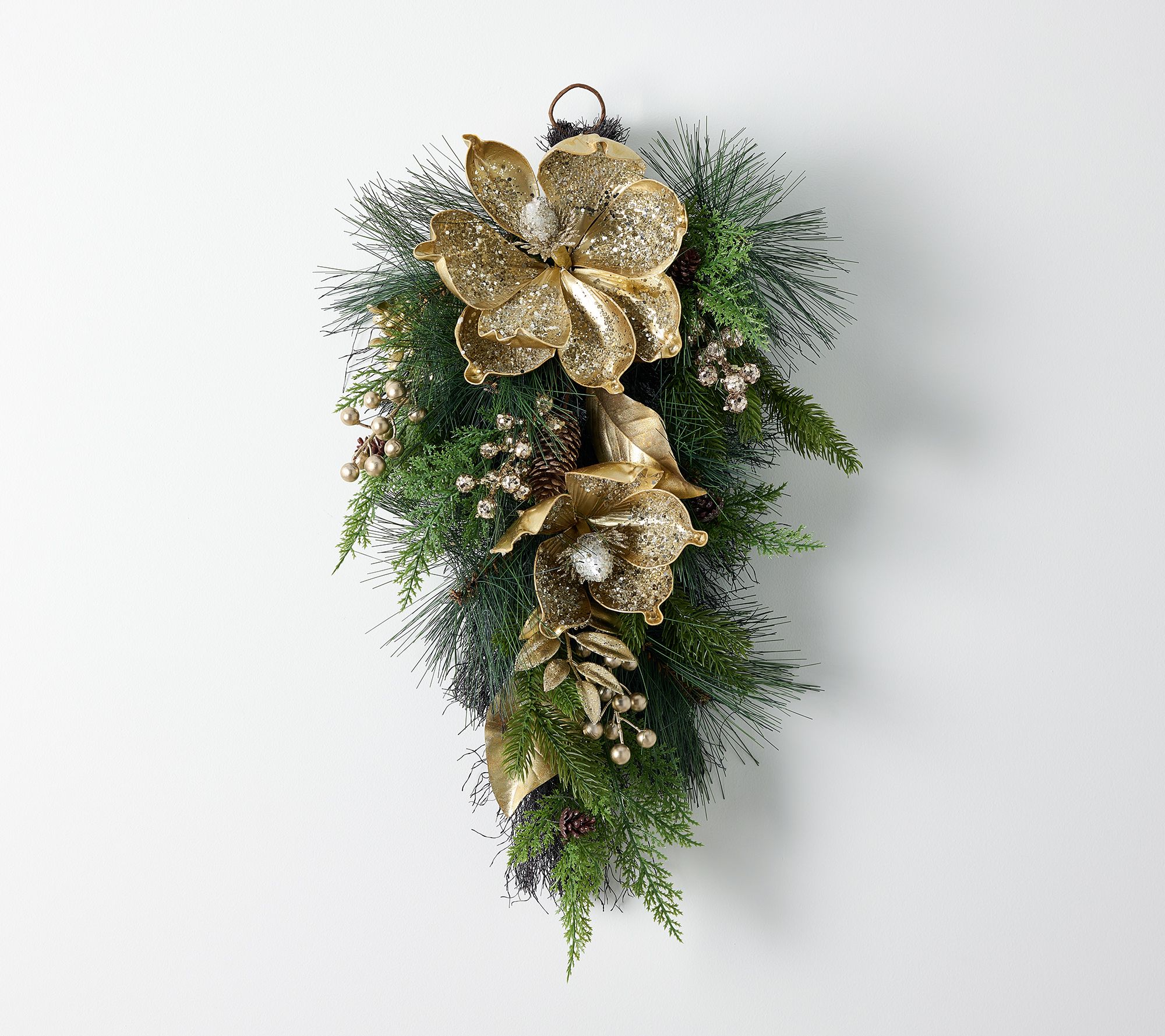 26" Glistening Magnolia, Berry & Leaf Teardrop by Valerie