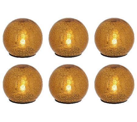 Set of 6 Mercury Glass Crackle Spheres by Valerie by Valerie - QVC.com