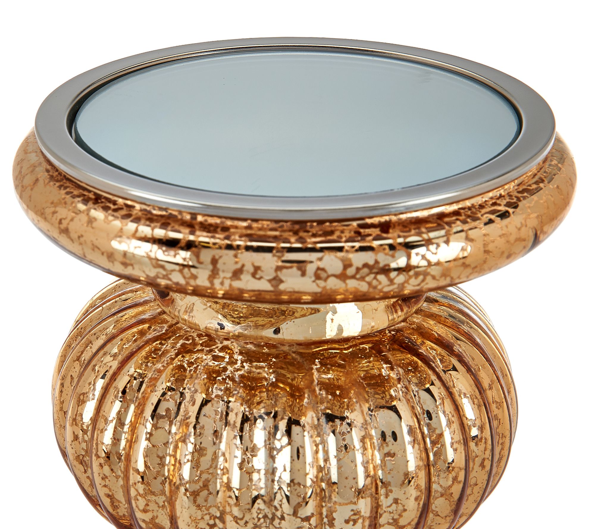 "As Is" S/2 Lit Candle Holder Pedestals with Mirror Inserts by Valerie